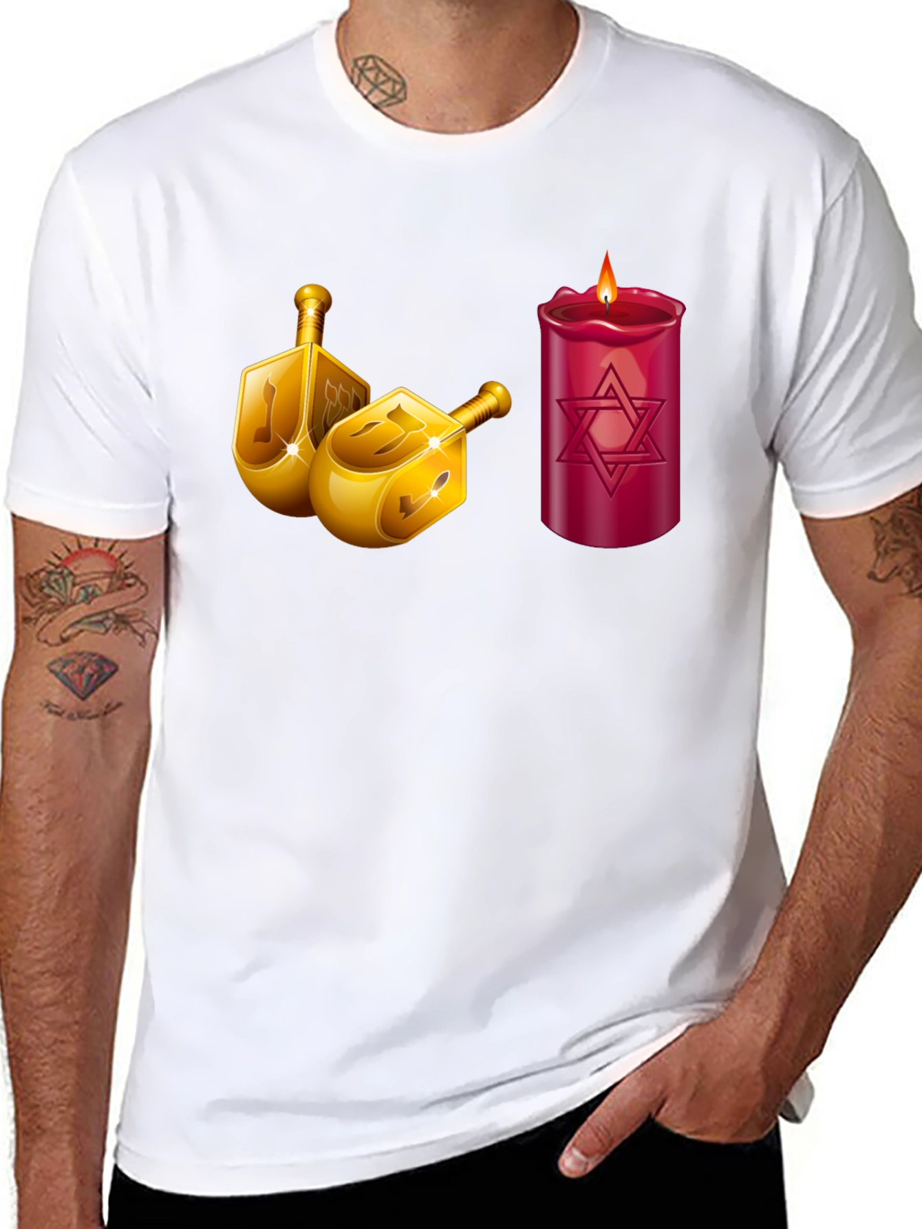 Hanukkah Dreidel & Star of David Candle T-Shirt