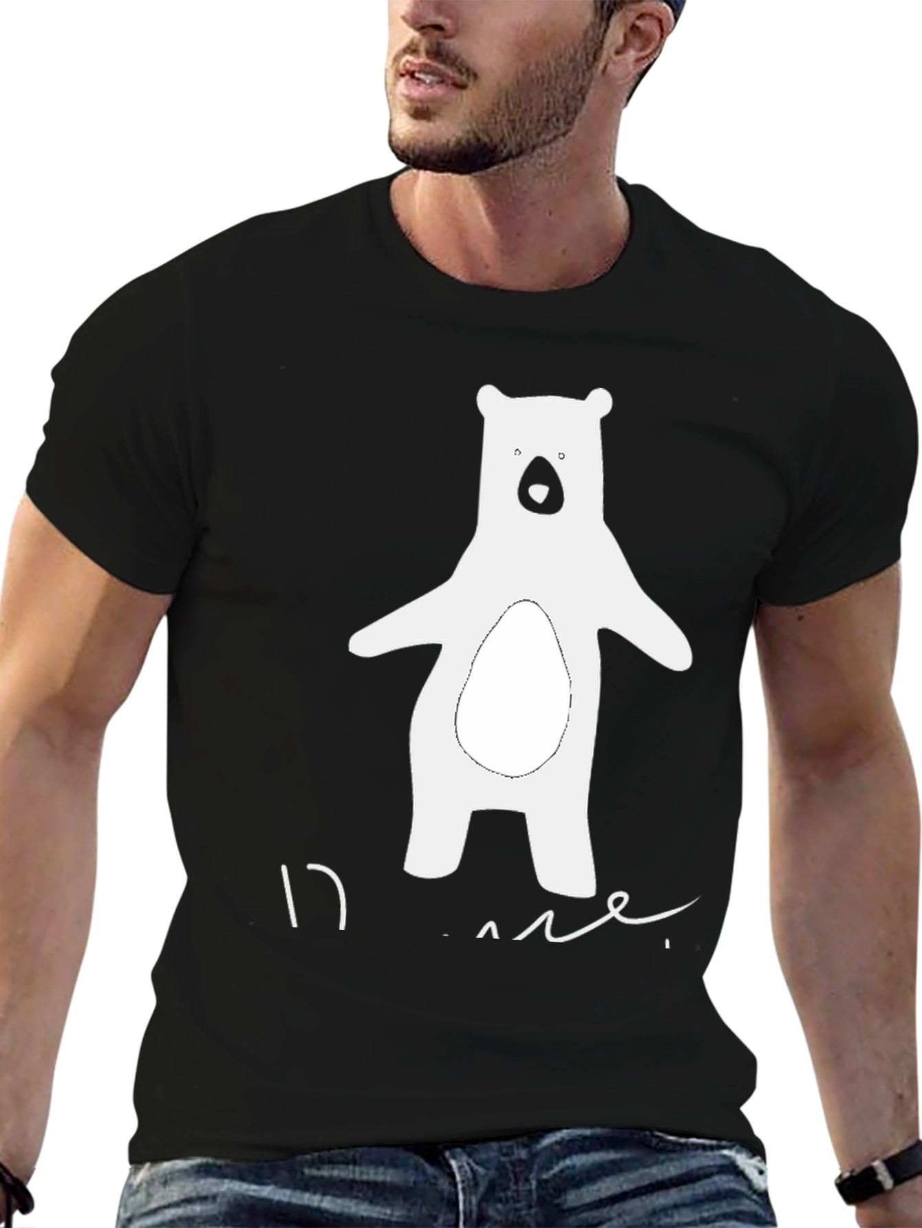 Bear Graphic Black T-Shirt - Casual Style