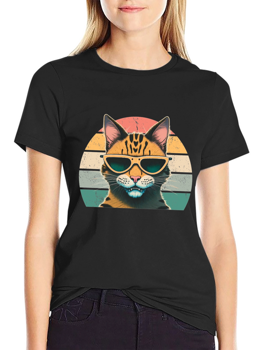 Cool Cat Graphic Tee - Retro Style