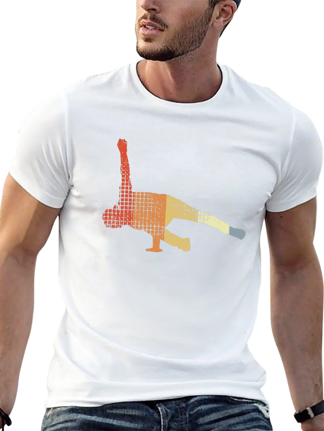 Retro Breakdancer Graphic Tee - Black Cotton T-Shirt