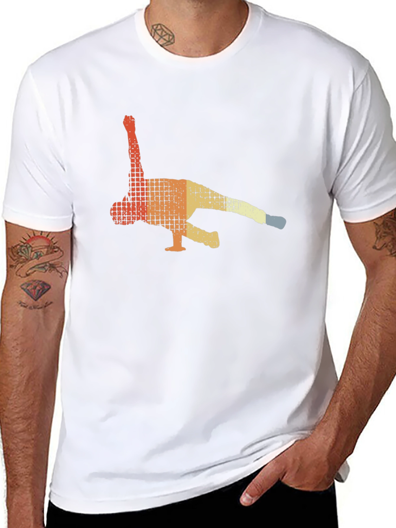 Retro Breakdancer Graphic Tee - Black Cotton T-Shirt
