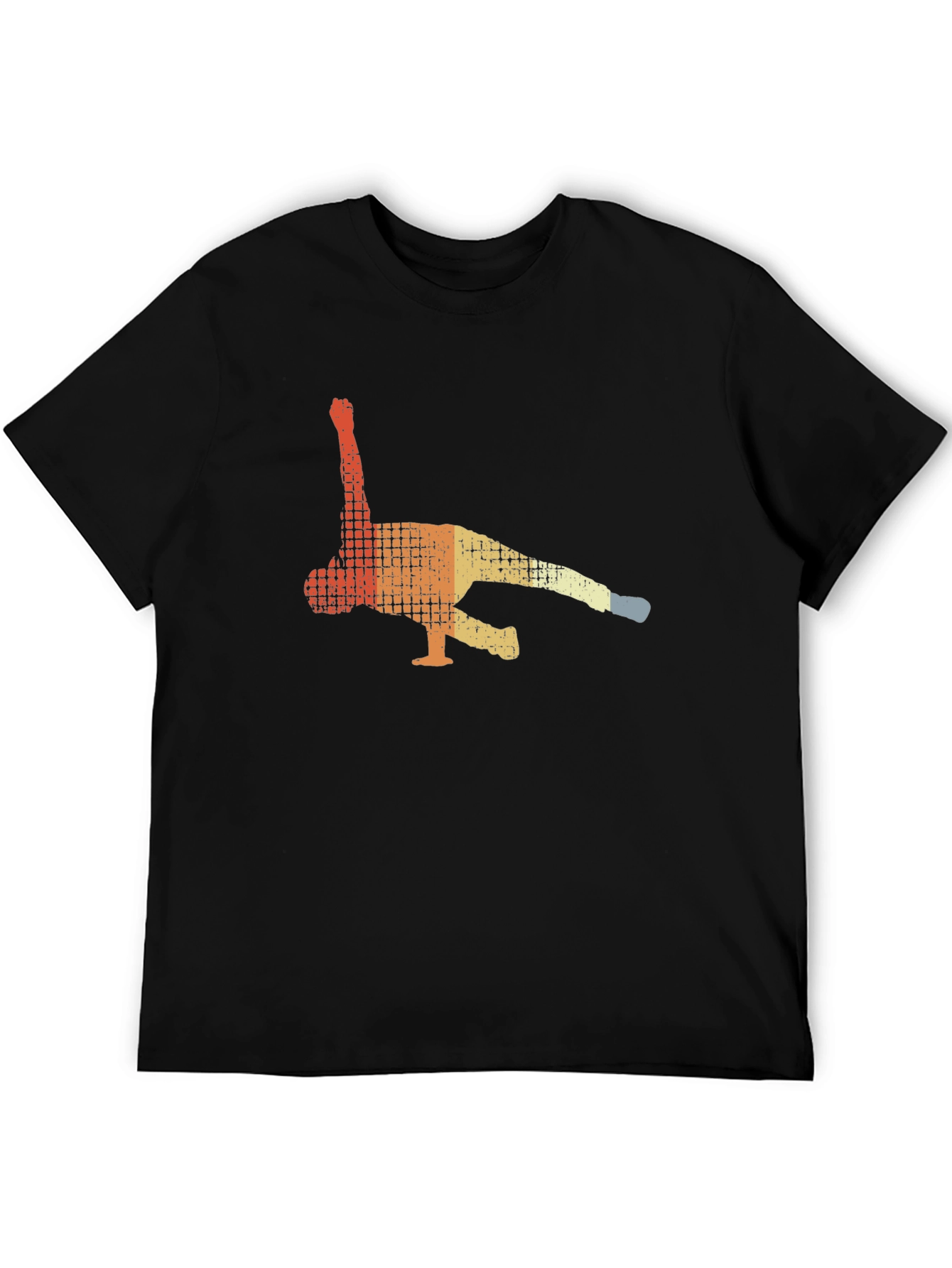 Retro Breakdancer Graphic Tee - Black Cotton T-Shirt