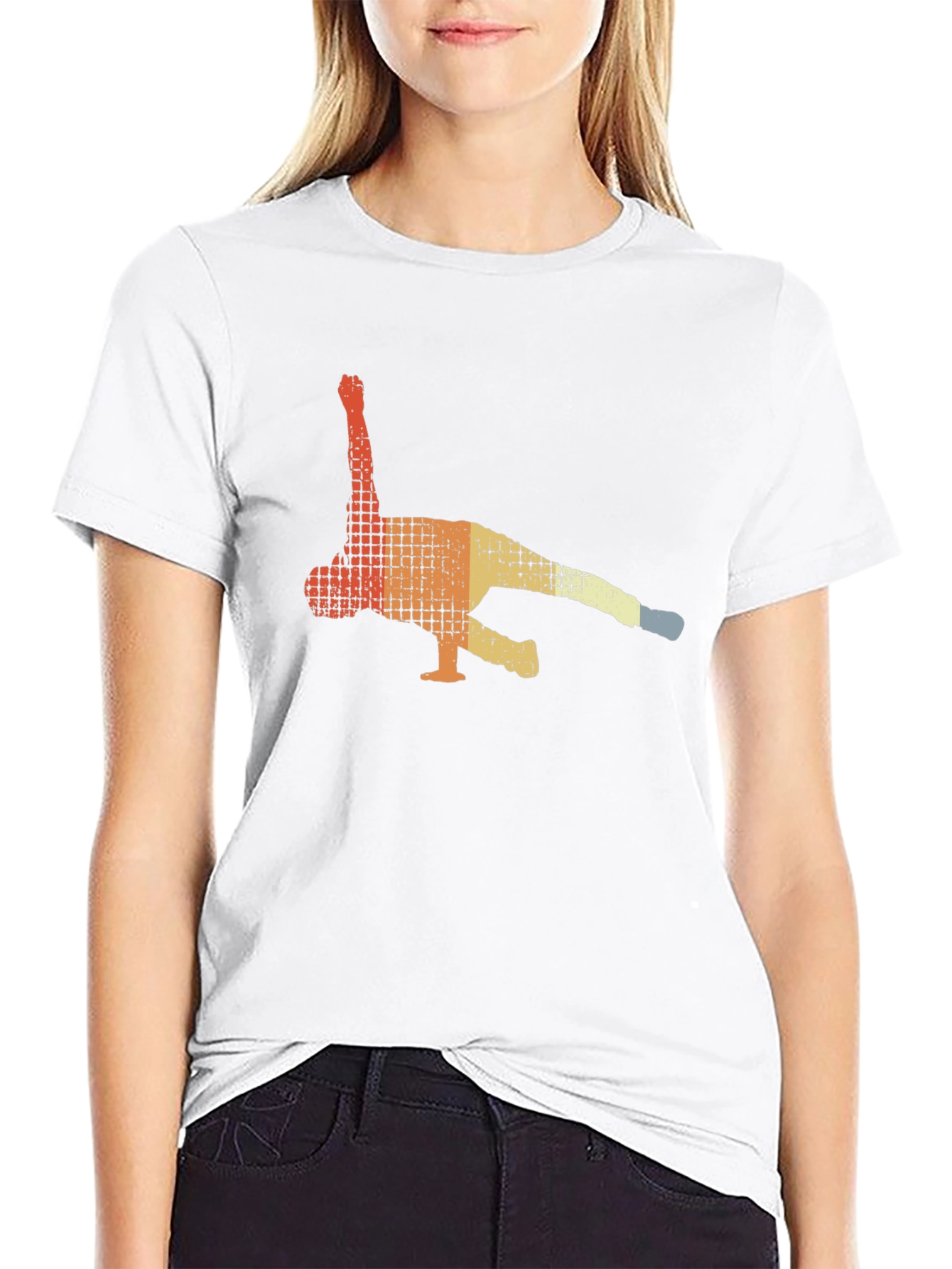 Retro Breakdancer Graphic Tee - Black Cotton T-Shirt