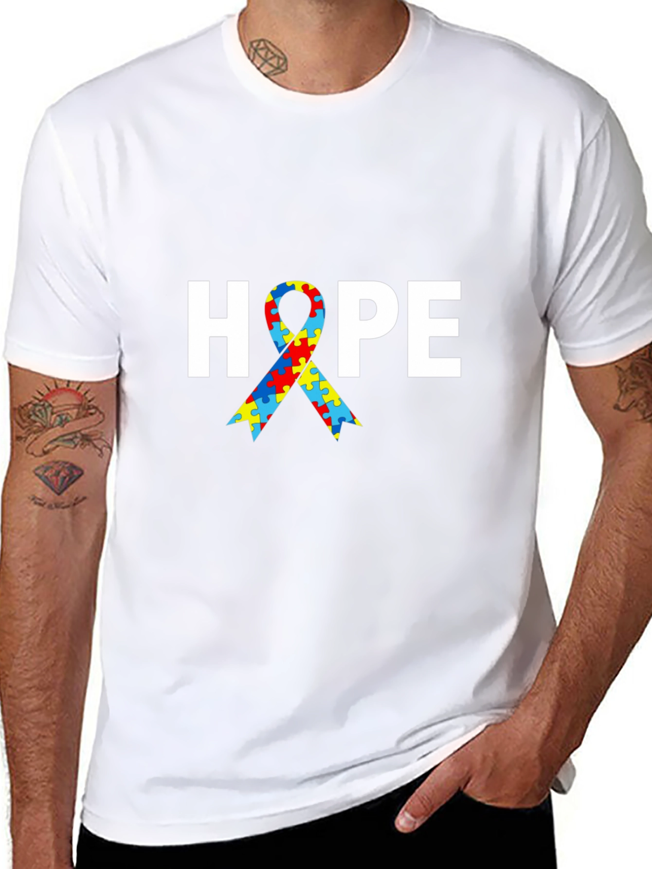 Autism Awareness HOPE Puzzle Ribbon T-Shirt