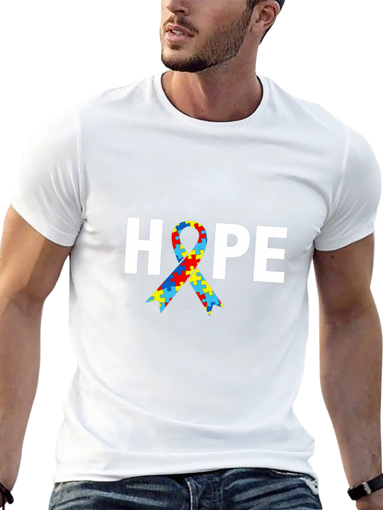Autism Awareness HOPE Puzzle Ribbon T-Shirt