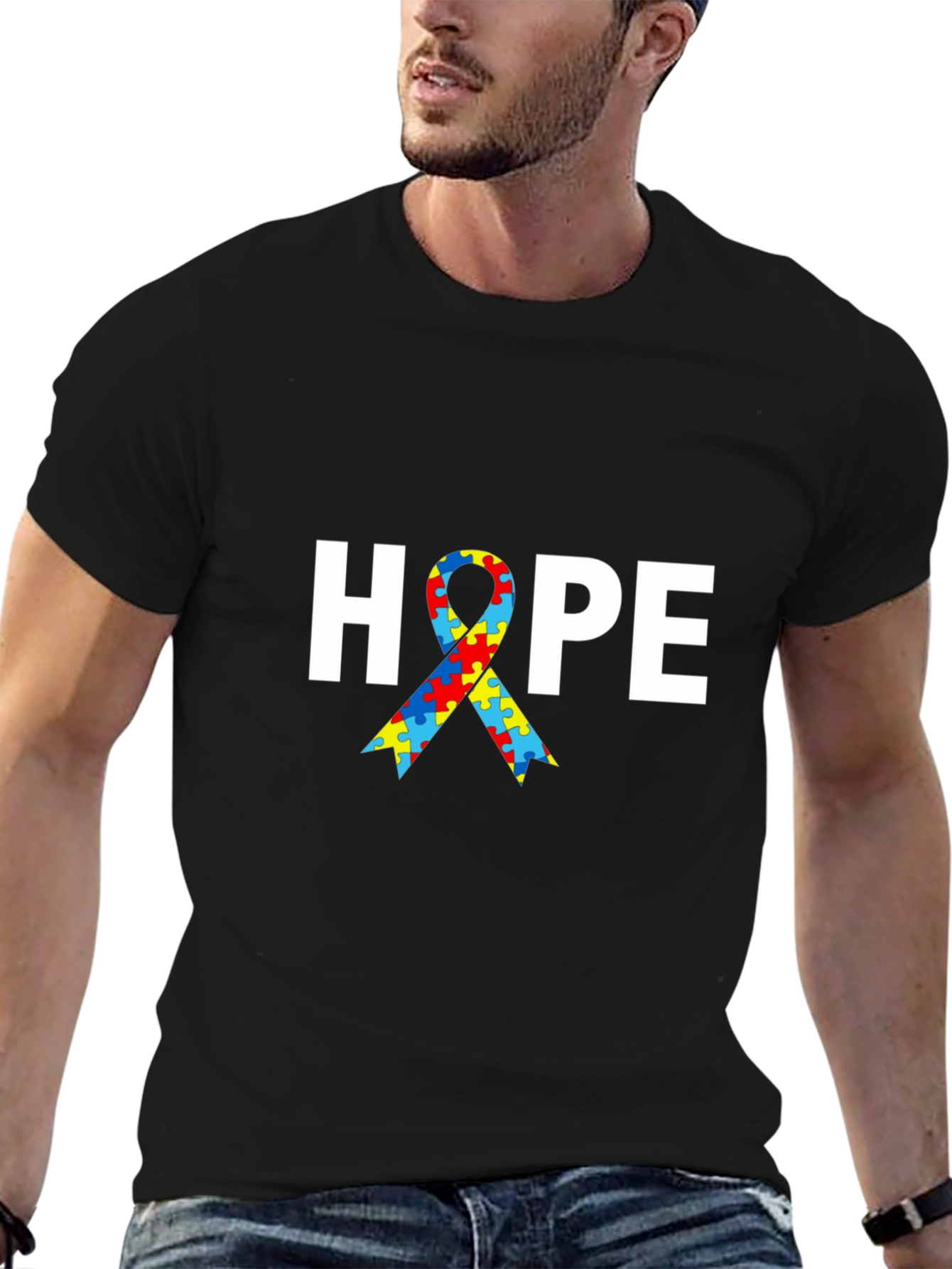 Autism Awareness HOPE Puzzle Ribbon T-Shirt