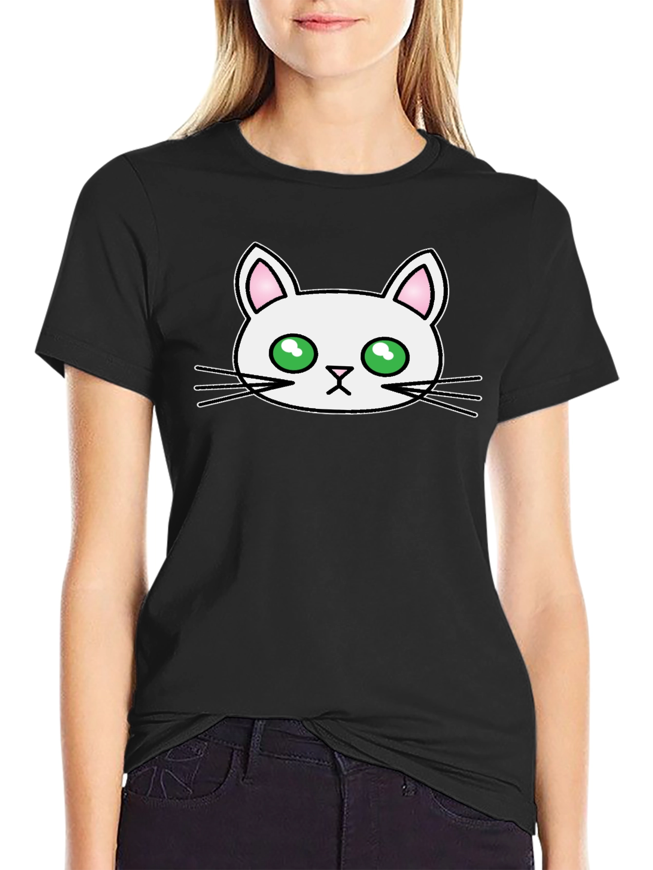 Cute Cat Graphic Tee - Mens Black T-Shirt