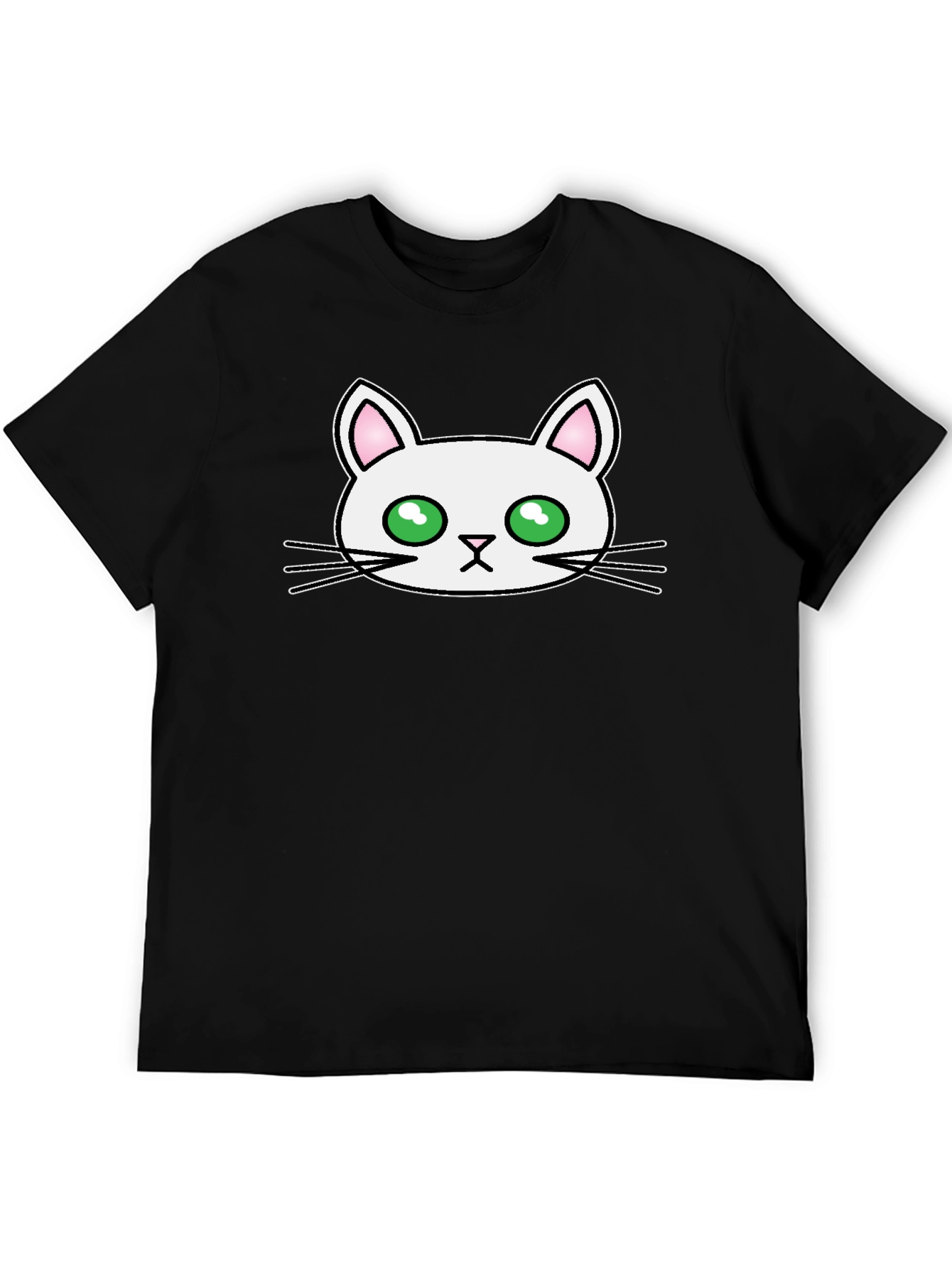 Cute Cat Graphic Tee - Mens Black T-Shirt