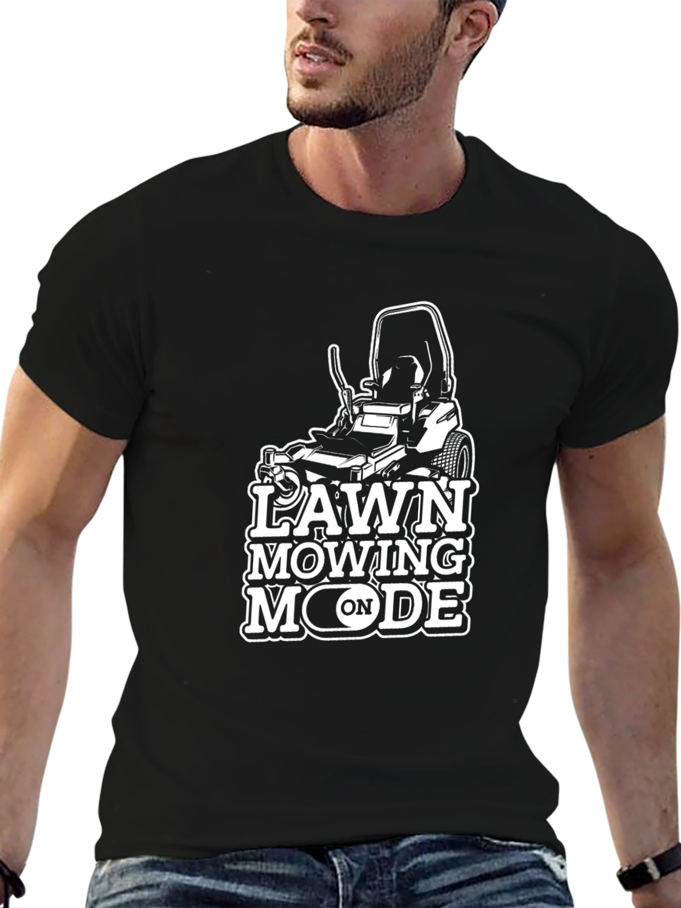 Lawn Mowing Mode On Graphic T-Shirt - Black