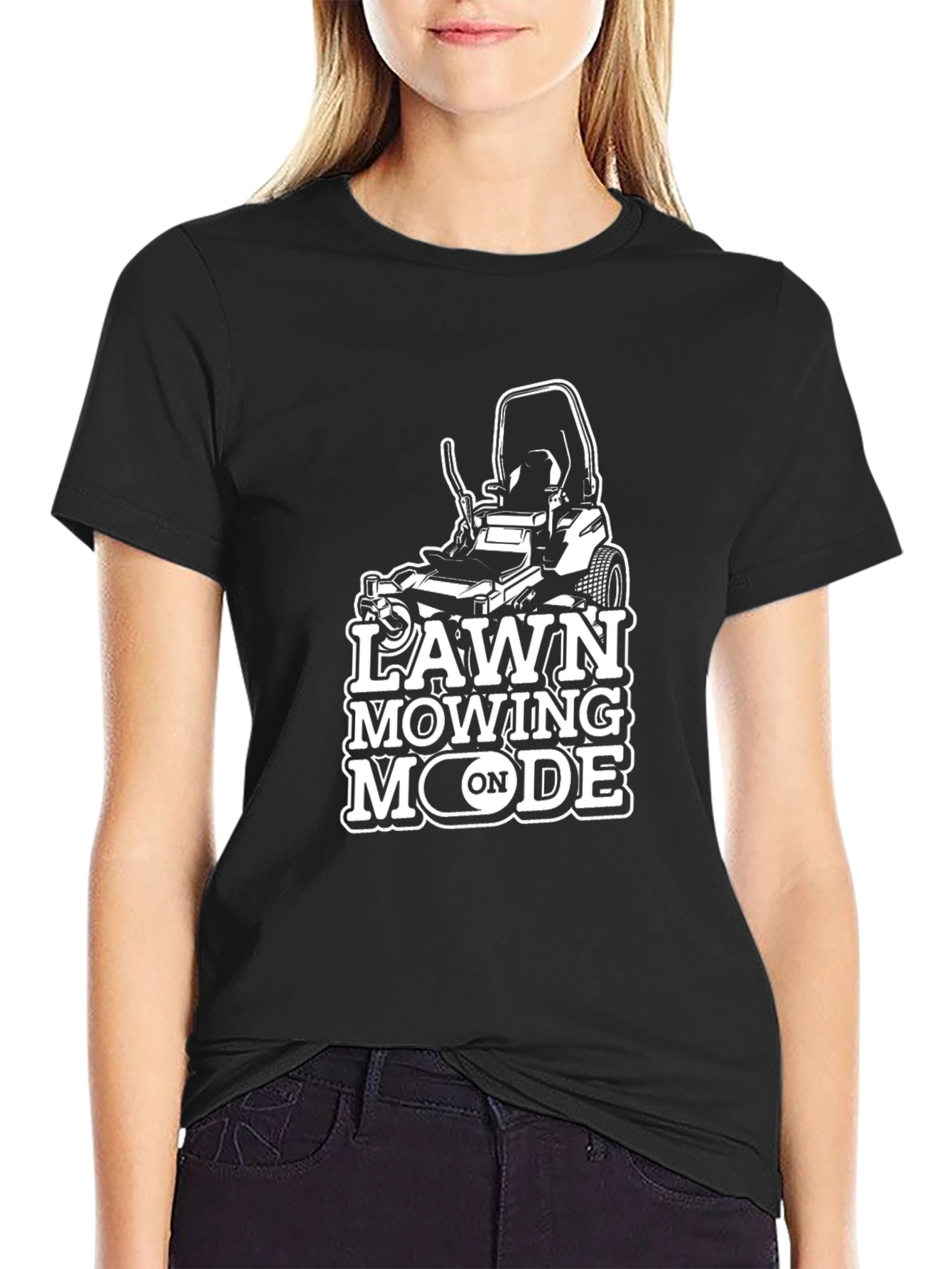 Lawn Mowing Mode On Graphic T-Shirt - Black