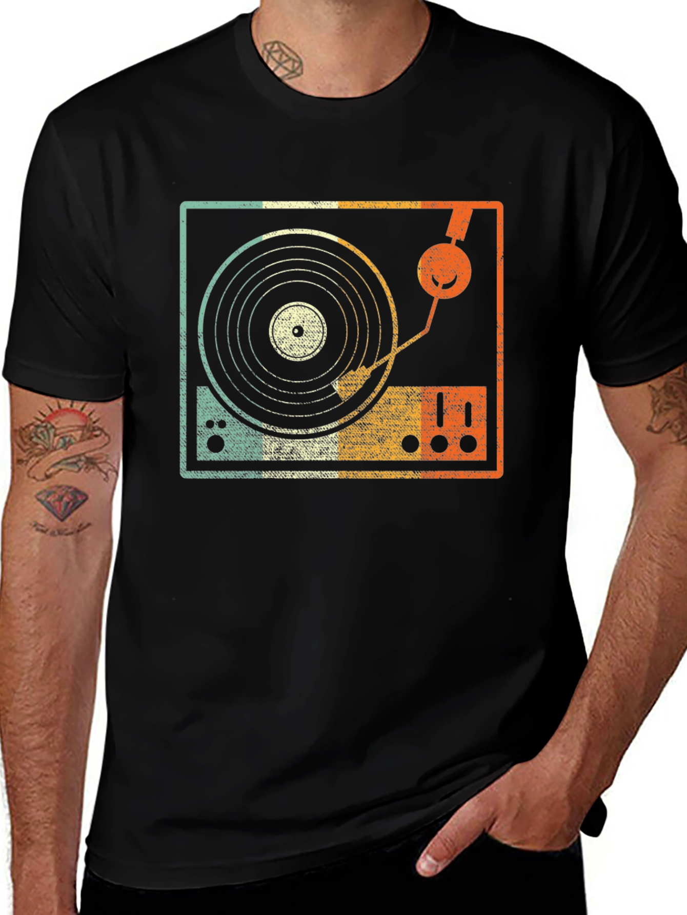 Retro Turntable Graphic Tee - DJ Music Lover T-Shirt