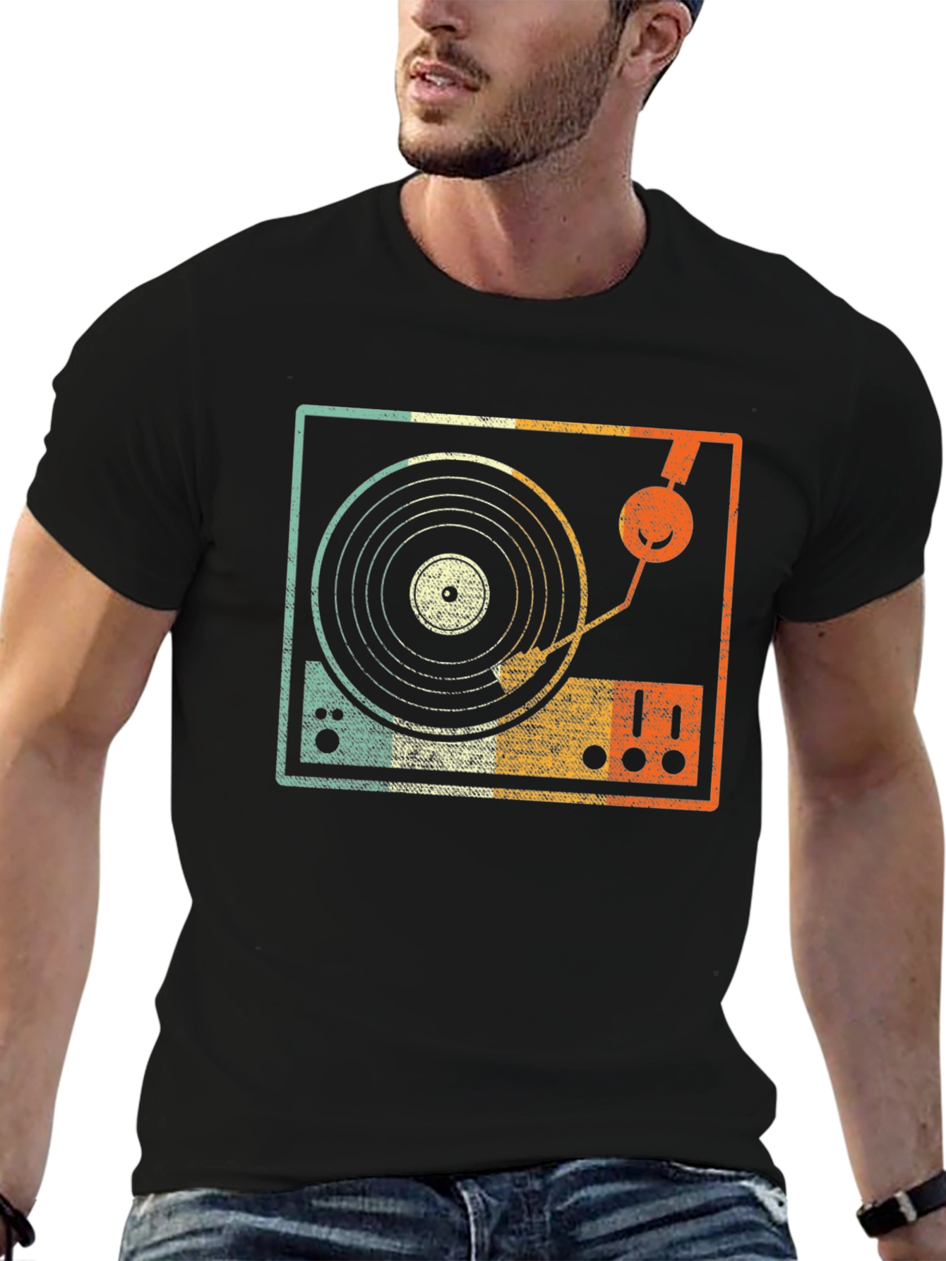 Retro Turntable Graphic Tee - DJ Music Lover T-Shirt