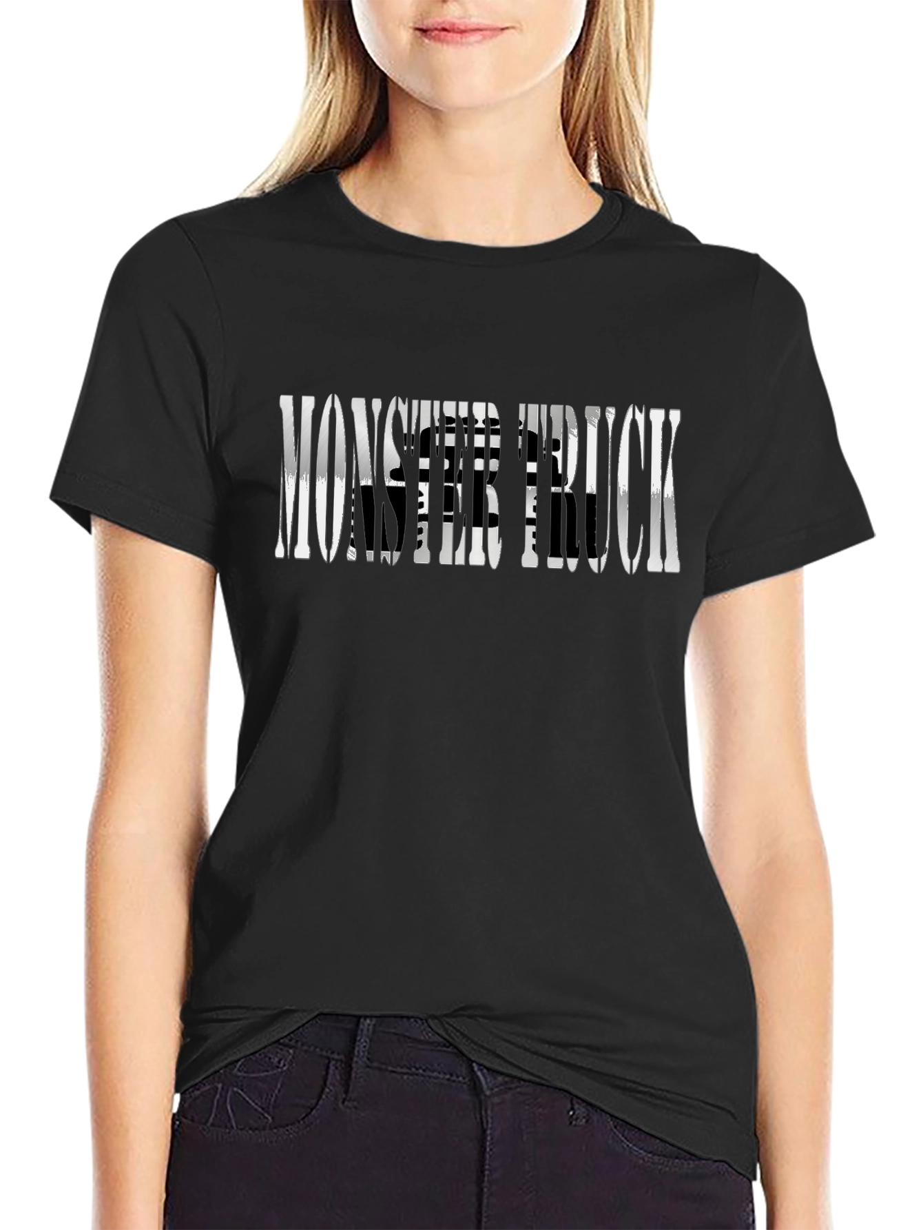 Monster Truck Graphic Print Black T-Shirt