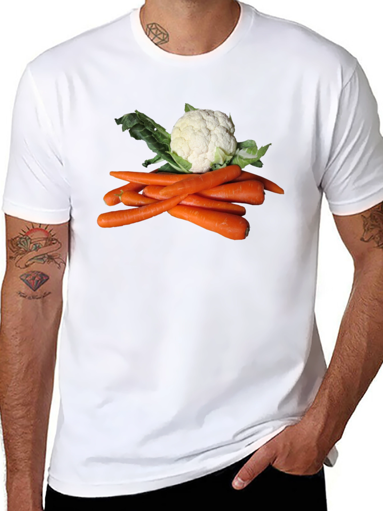 Veggie T-Shirt: Carrots and Cauliflower Graphic Tee