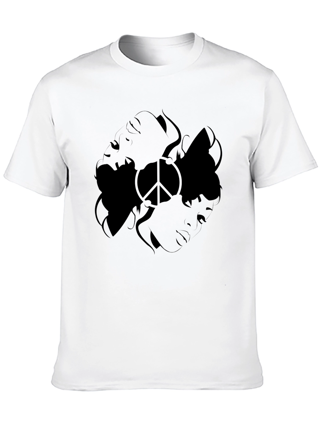Black Graphic Tee - Peace Sign Design
