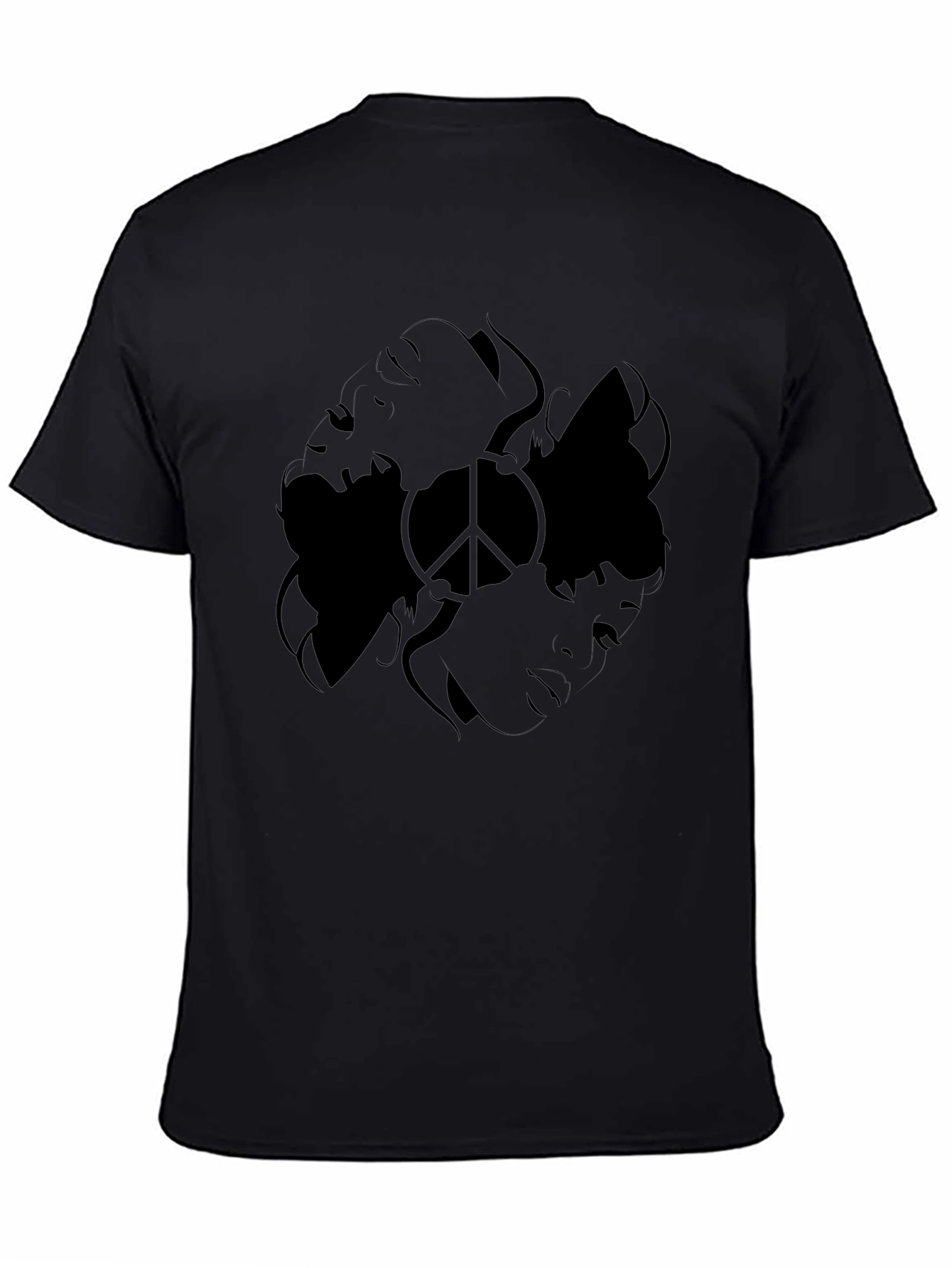 Black Graphic Tee - Peace Sign Design