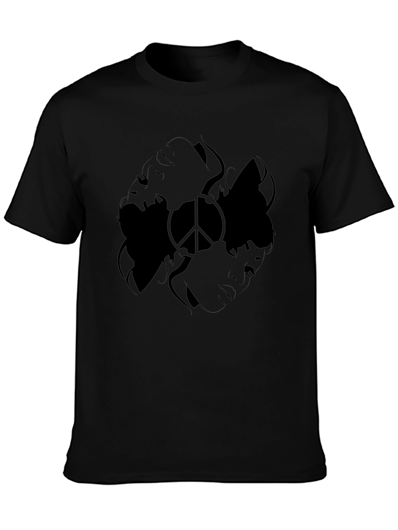 Black Graphic Tee - Peace Sign Design
