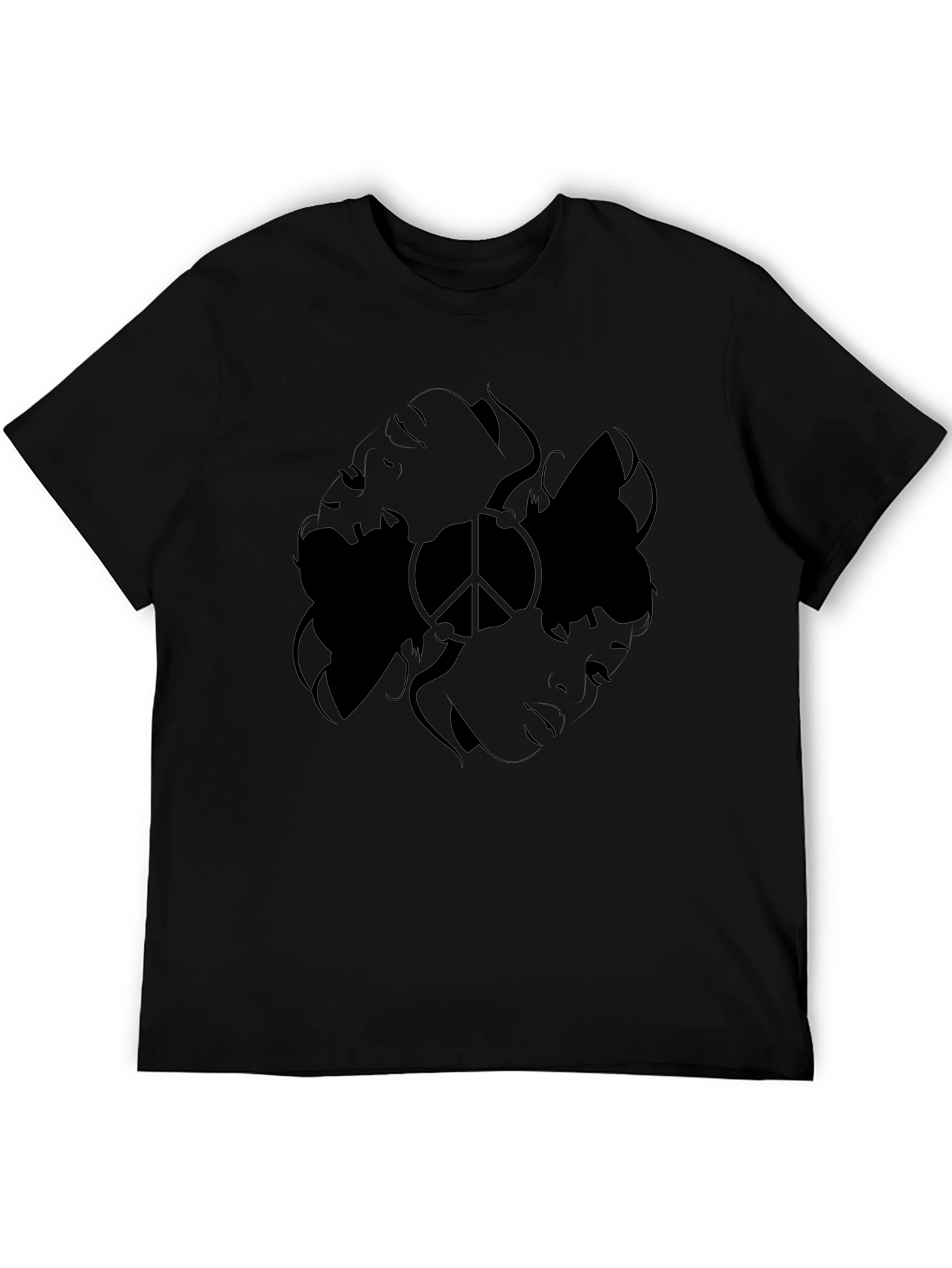 Black Graphic Tee - Peace Sign Design