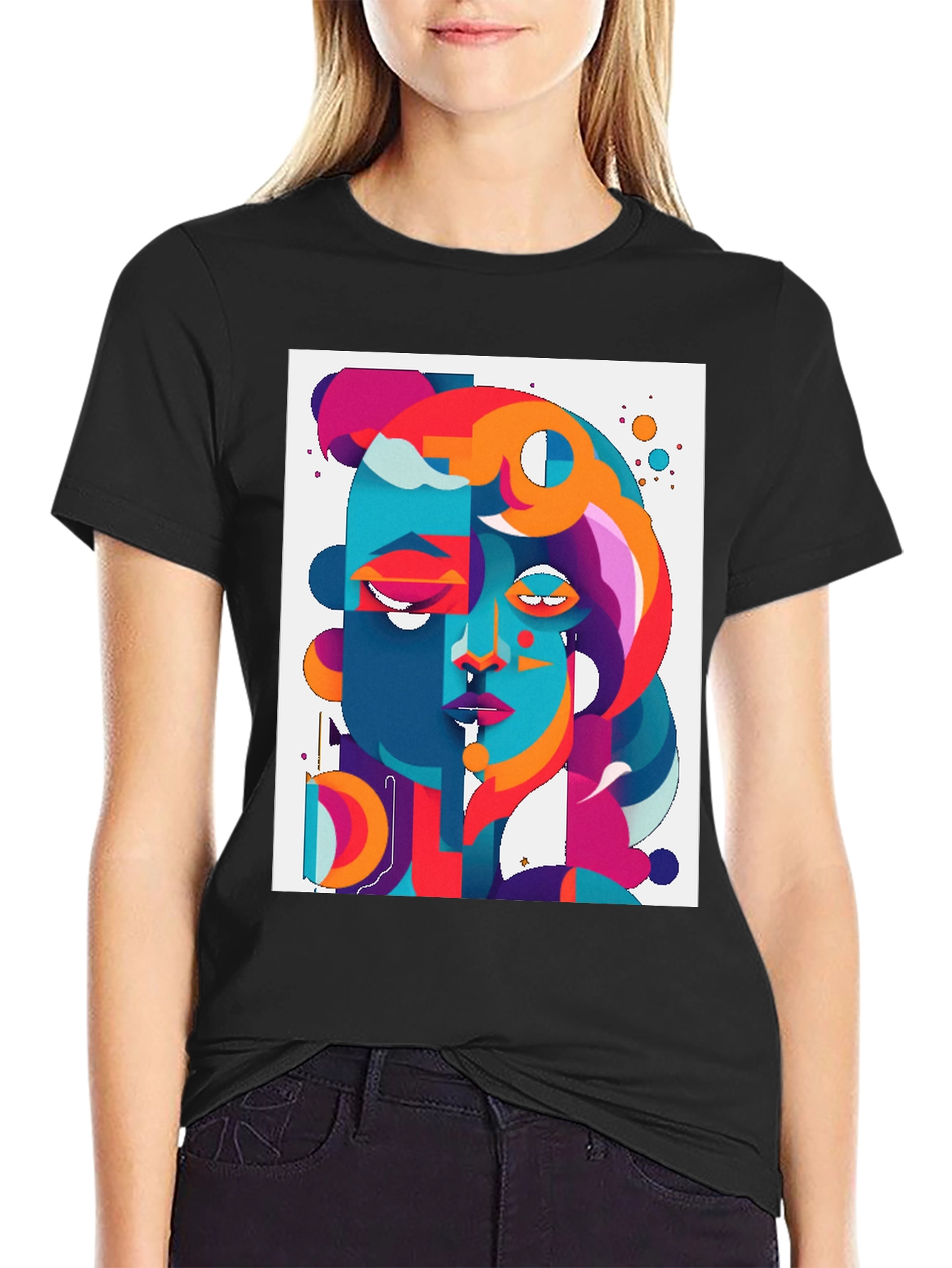 Abstract Face Graphic Tee - Modern Art T-Shirt