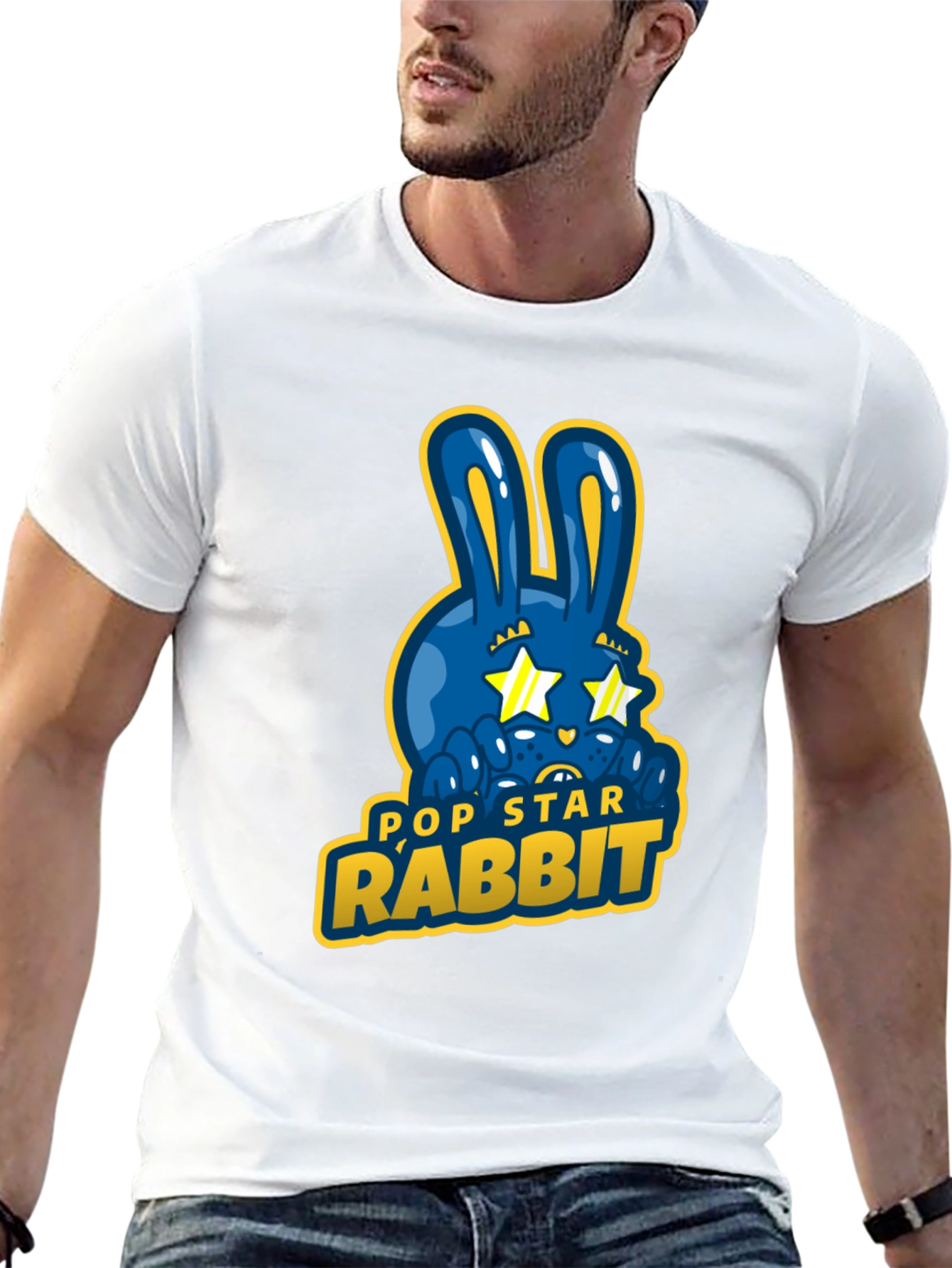 Pop Star Rabbit Graphic T-Shirt - Unique Design