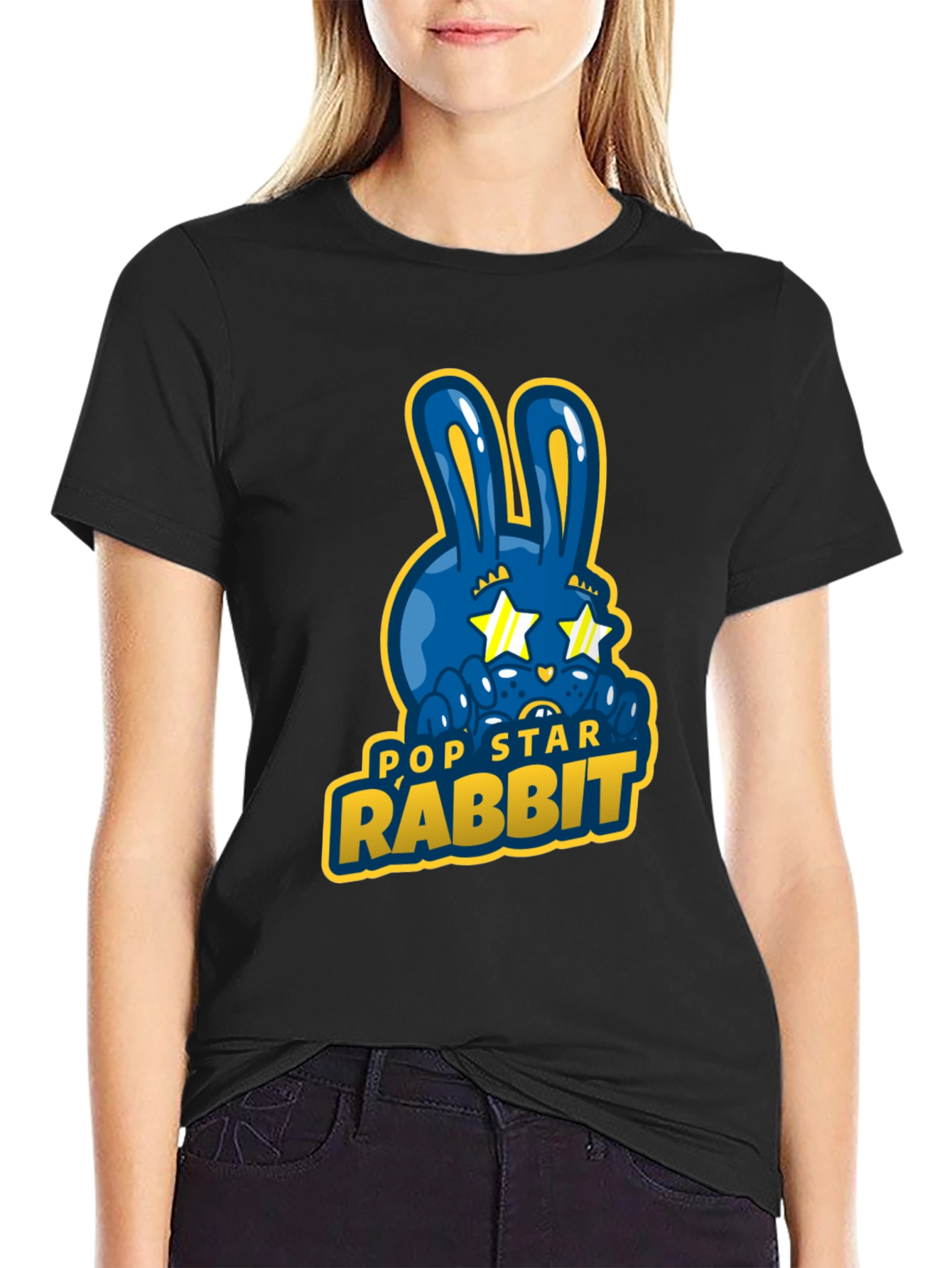 Pop Star Rabbit Graphic T-Shirt - Unique Design