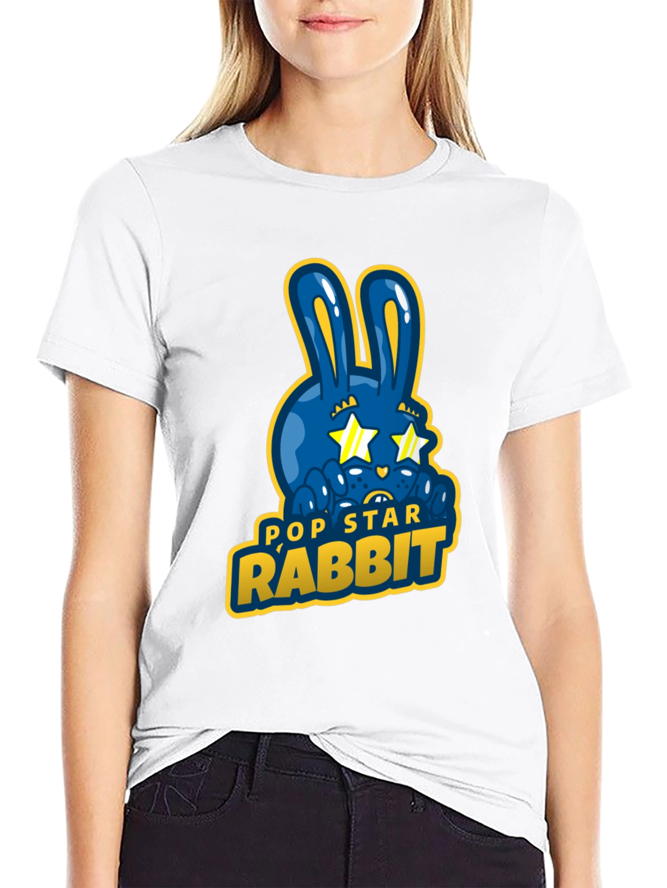 Pop Star Rabbit Graphic T-Shirt - Unique Design