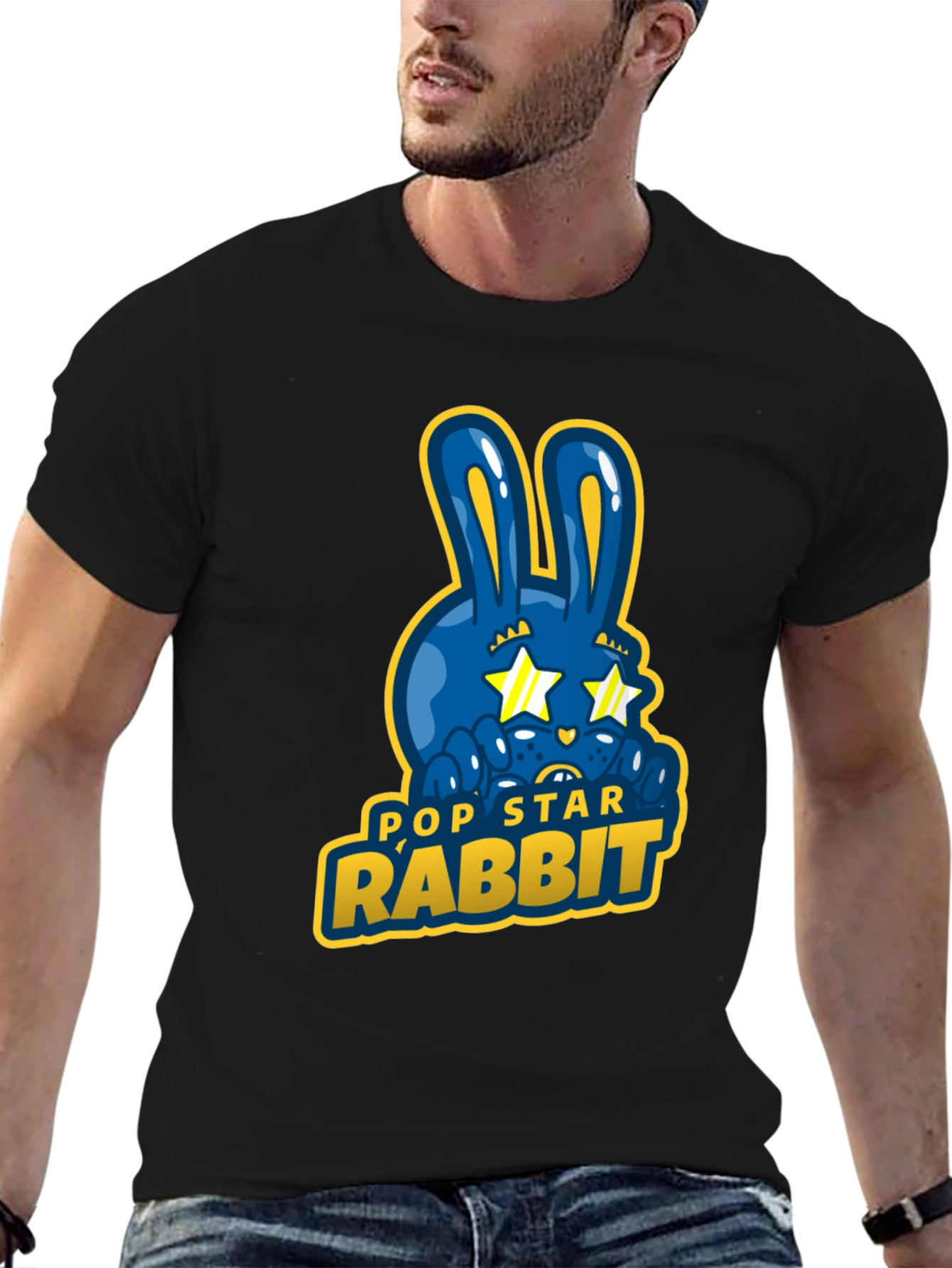 Pop Star Rabbit Graphic T-Shirt - Unique Design
