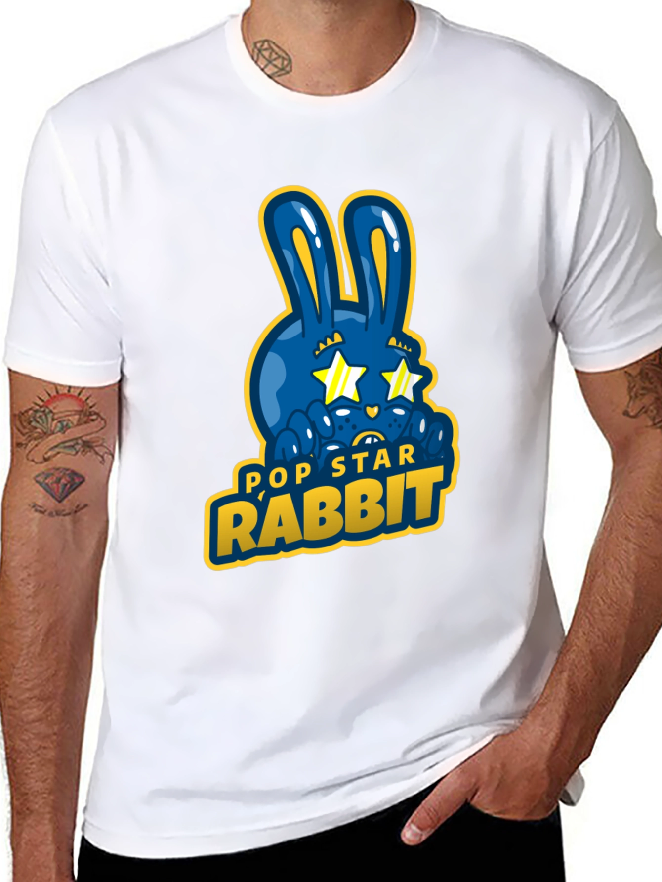 Pop Star Rabbit Graphic T-Shirt - Unique Design