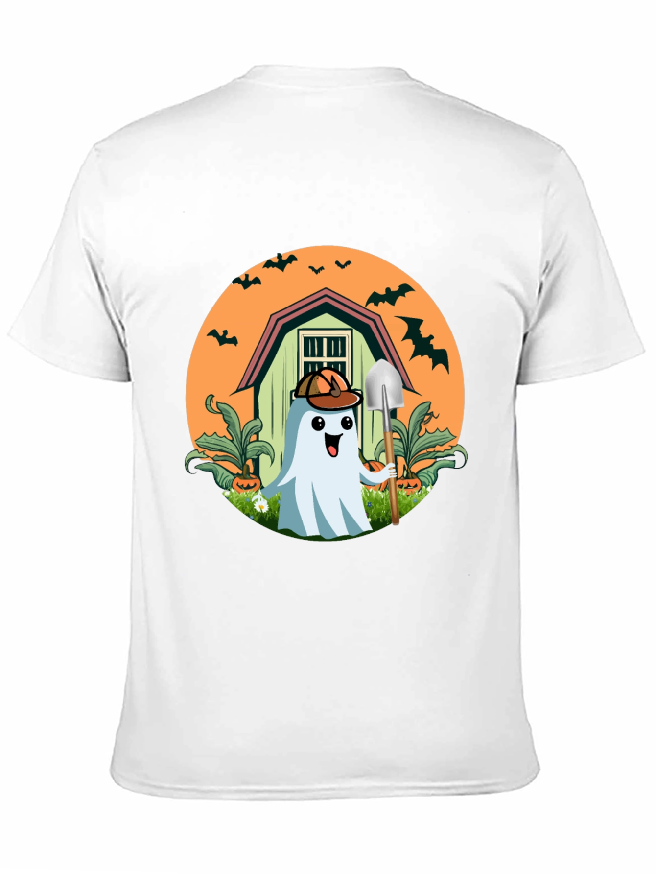 Spooky Ghost Gardener T-Shirt - Halloween Harvest