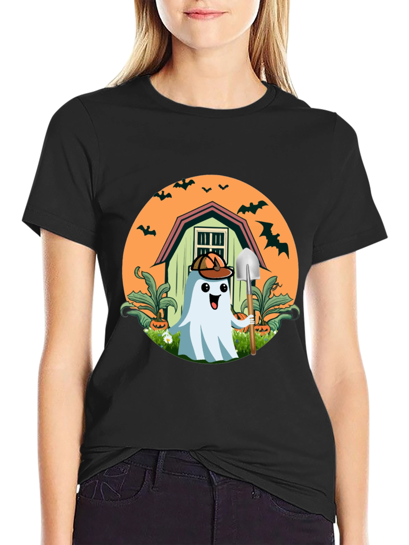Spooky Ghost Gardener T-Shirt - Halloween Harvest
