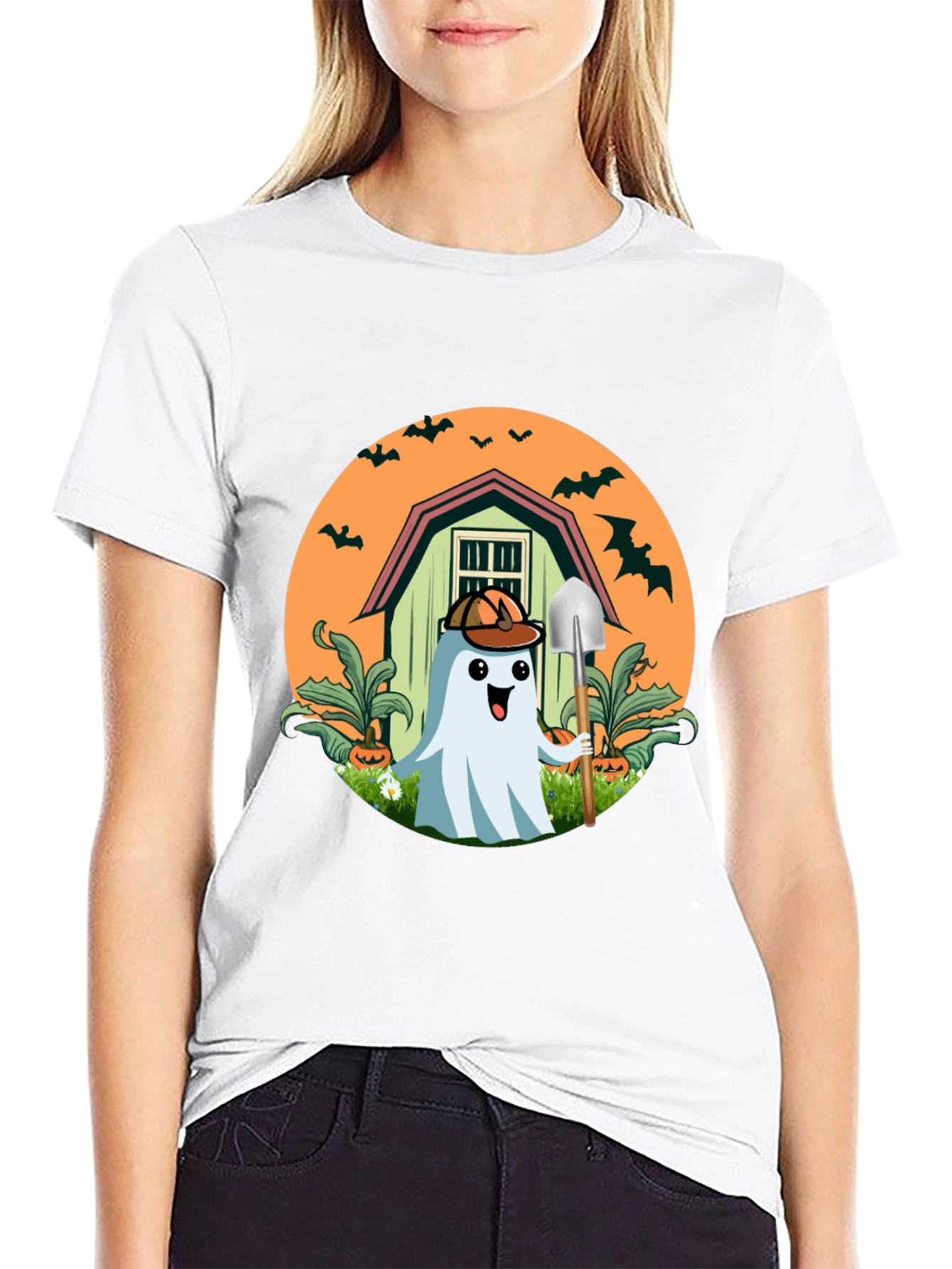 Spooky Ghost Gardener T-Shirt - Halloween Harvest