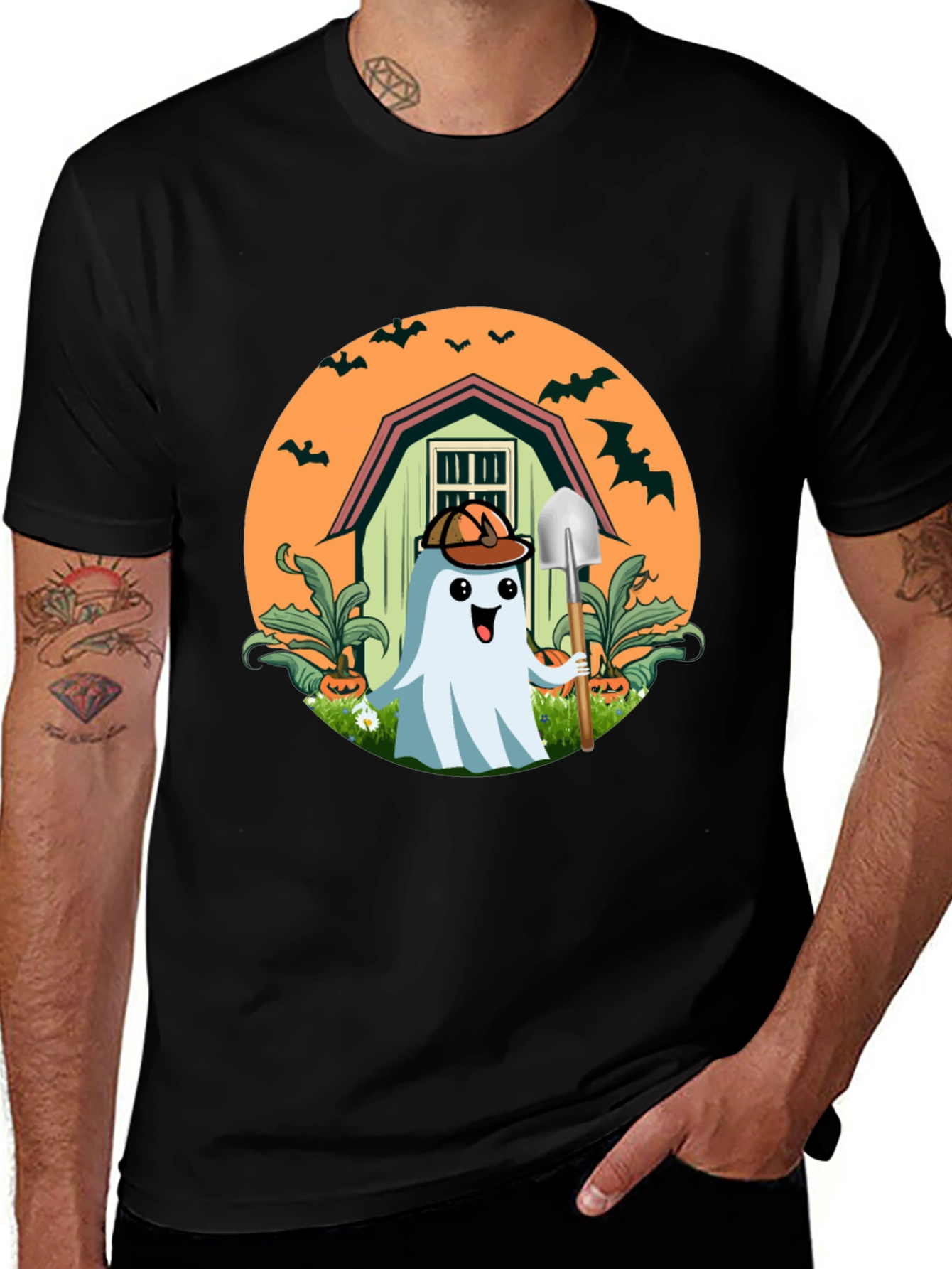 Spooky Ghost Gardener T-Shirt - Halloween Harvest