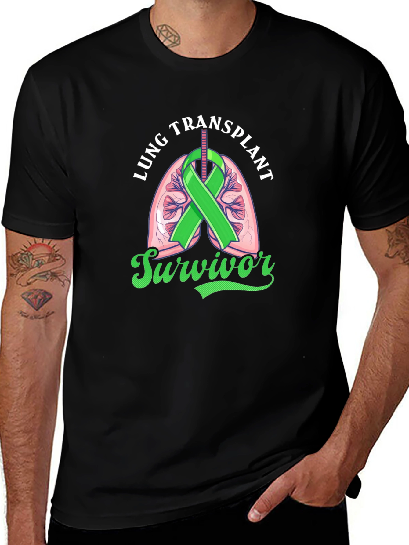 Lung Transplant Survivor Black T-Shirt