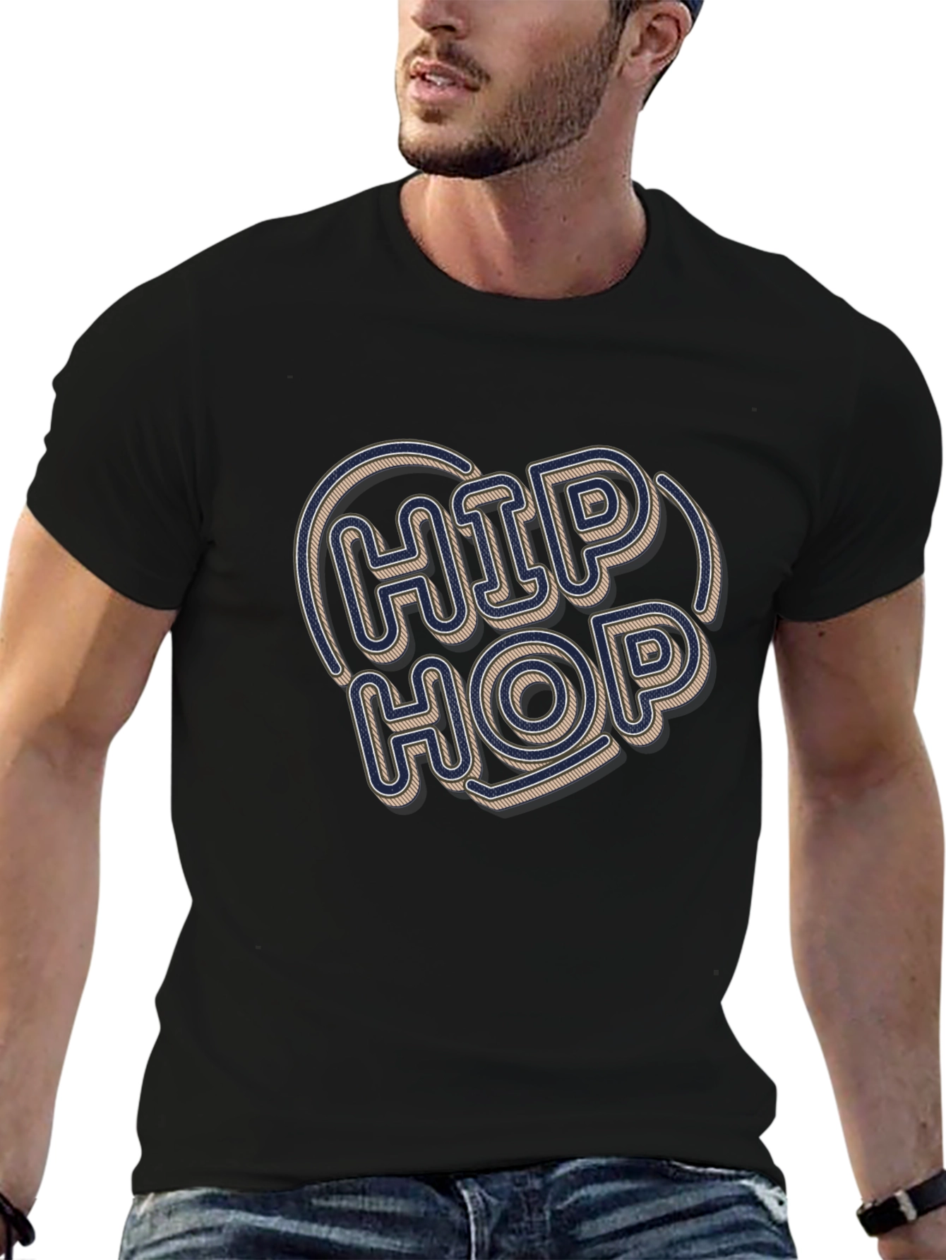 Hip Hop Graphic Tee - Retro Style Black T-Shirt