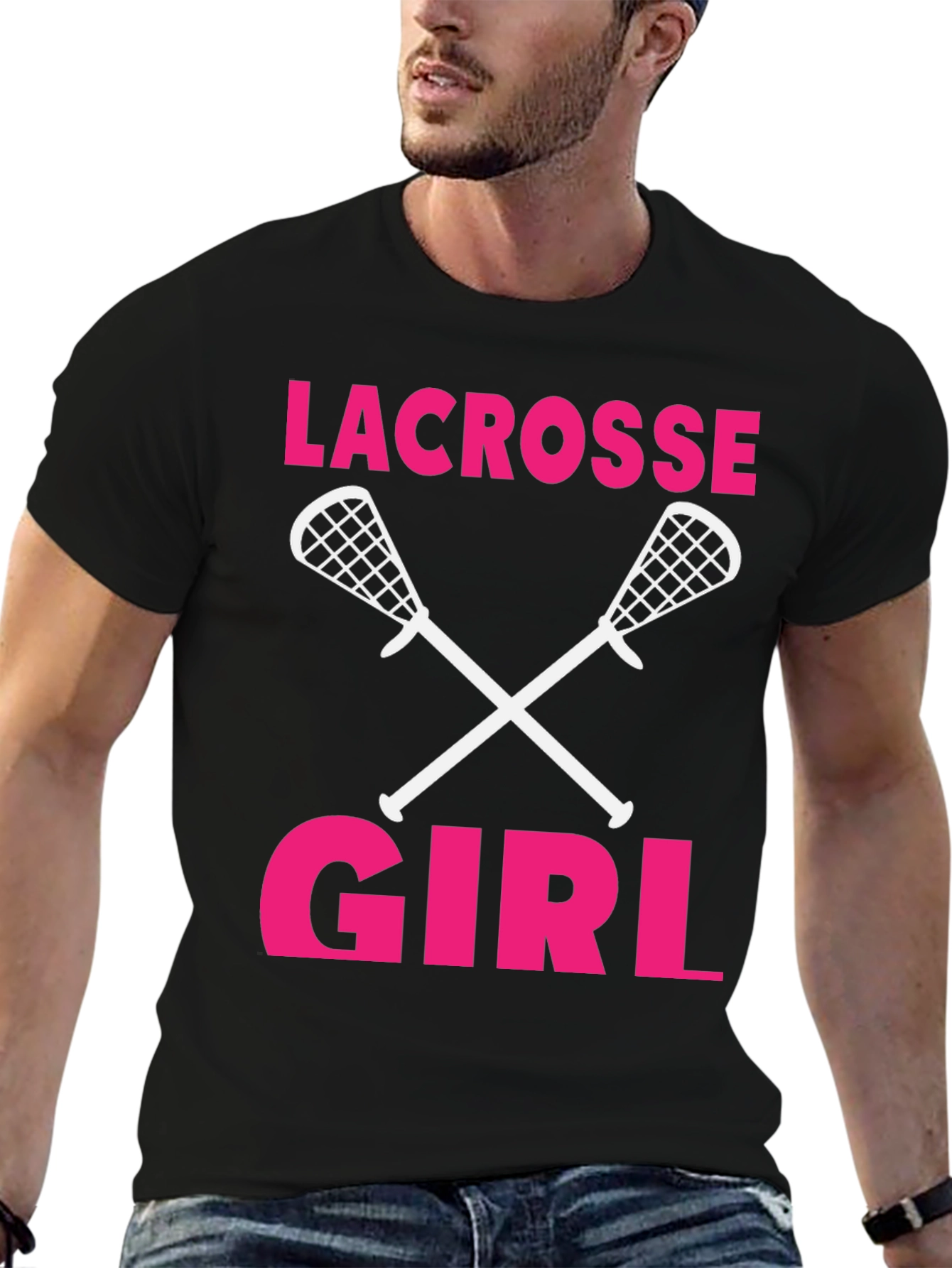 Lacrosse Girl T-Shirt - Crossed Sticks Design