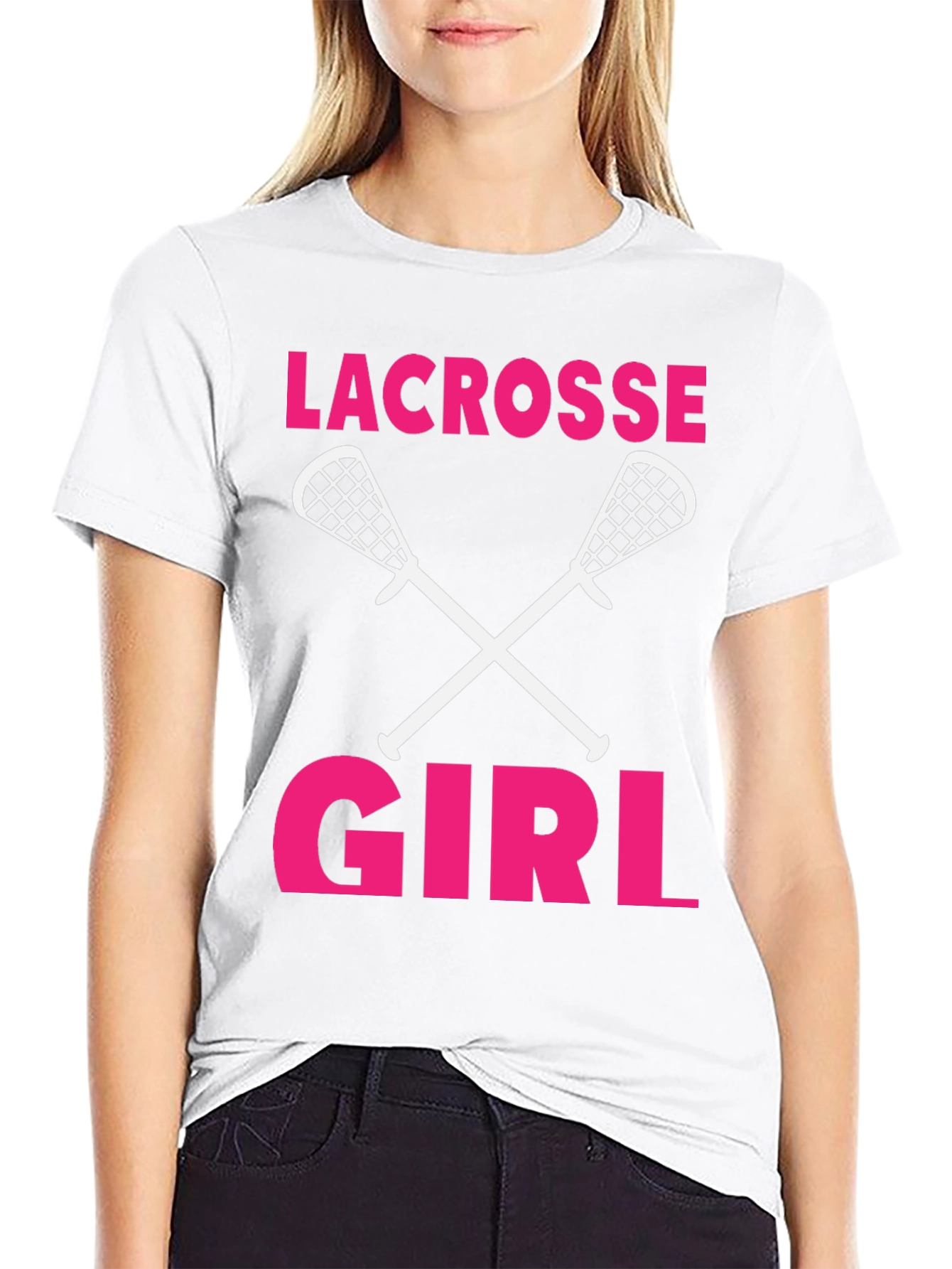 Lacrosse Girl T-Shirt - Crossed Sticks Design