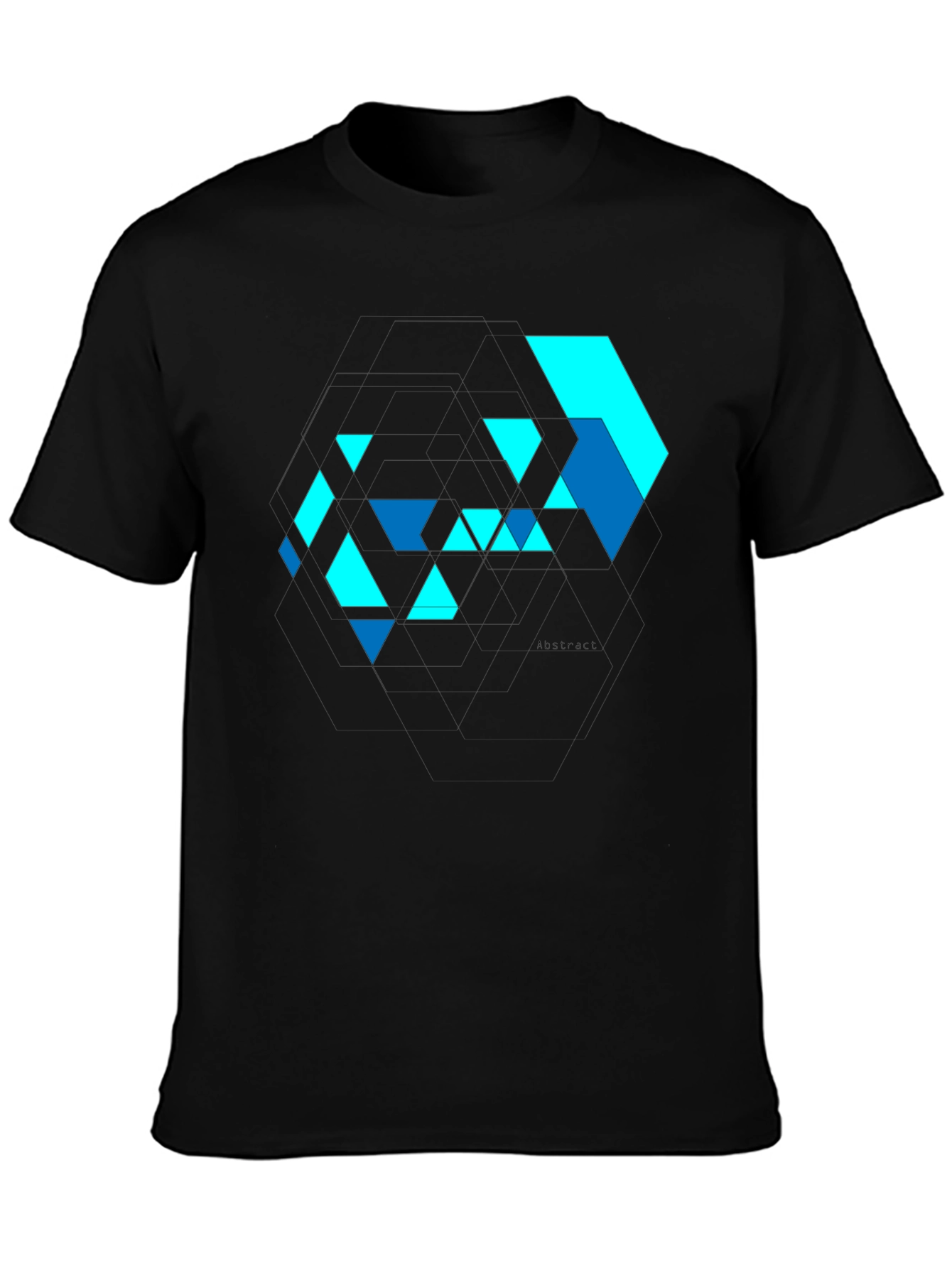 Abstract Geometric Design Black T-Shirt