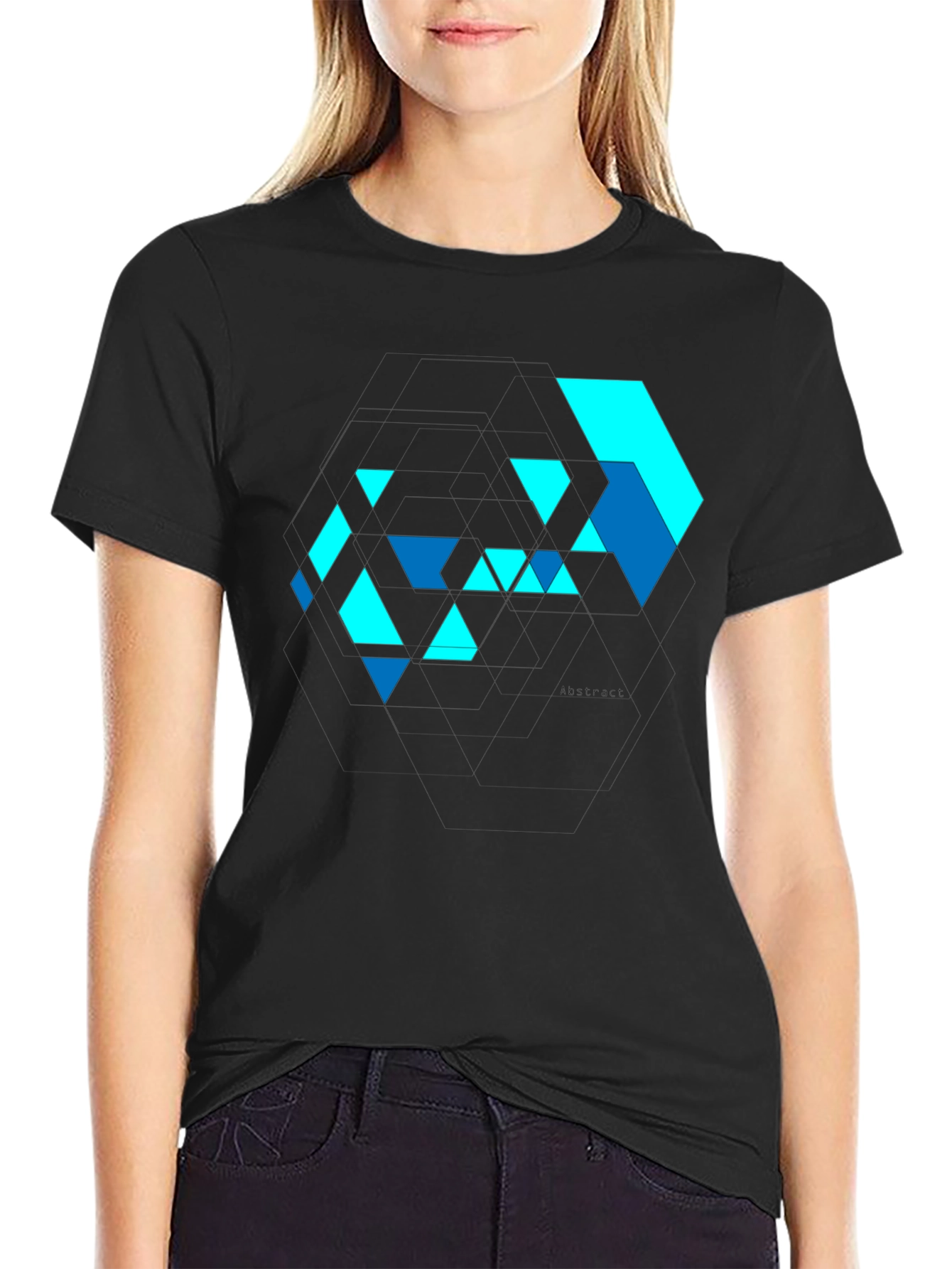 Abstract Geometric Design Black T-Shirt