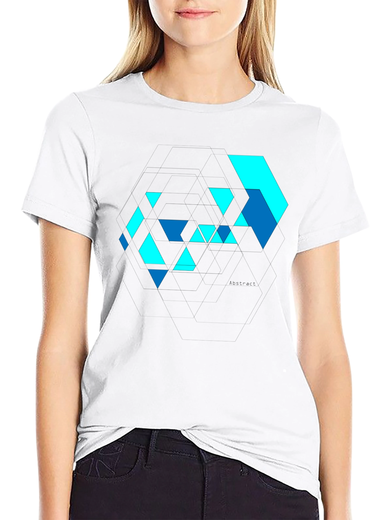 Abstract Geometric Design Black T-Shirt
