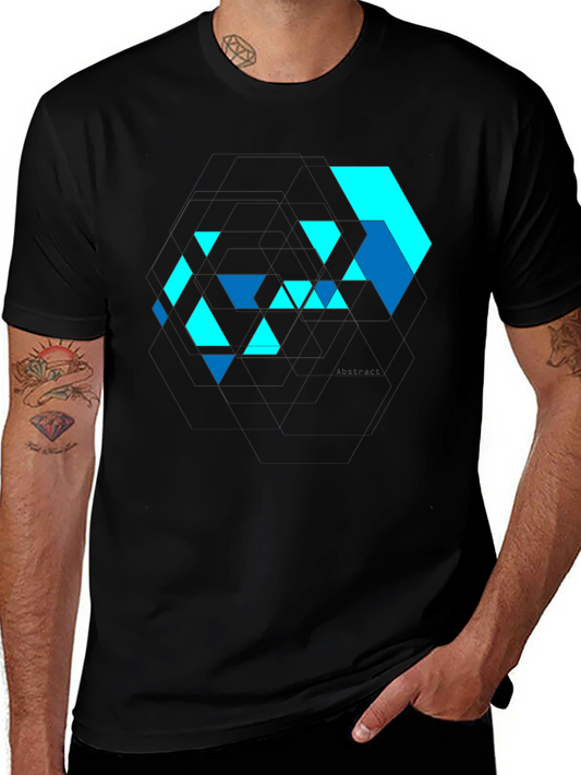 Abstract Geometric Design Black T-Shirt