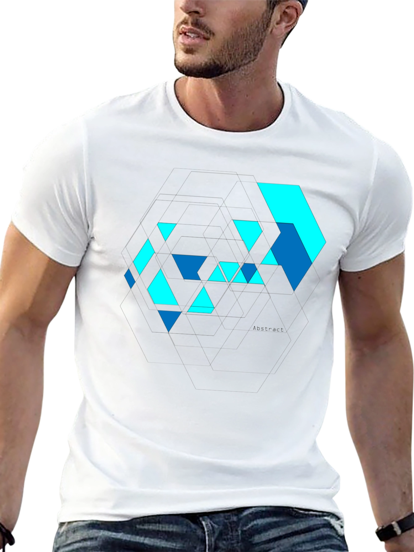 Abstract Geometric Design Black T-Shirt