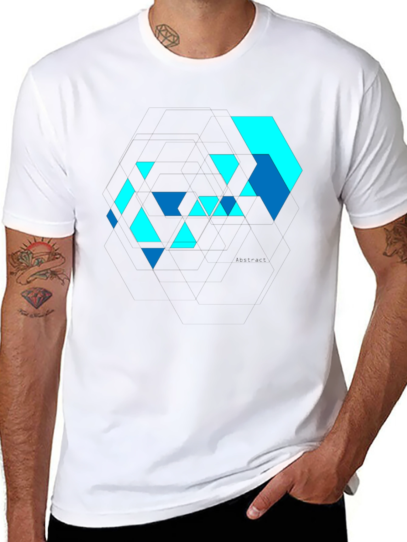 Abstract Geometric Design Black T-Shirt