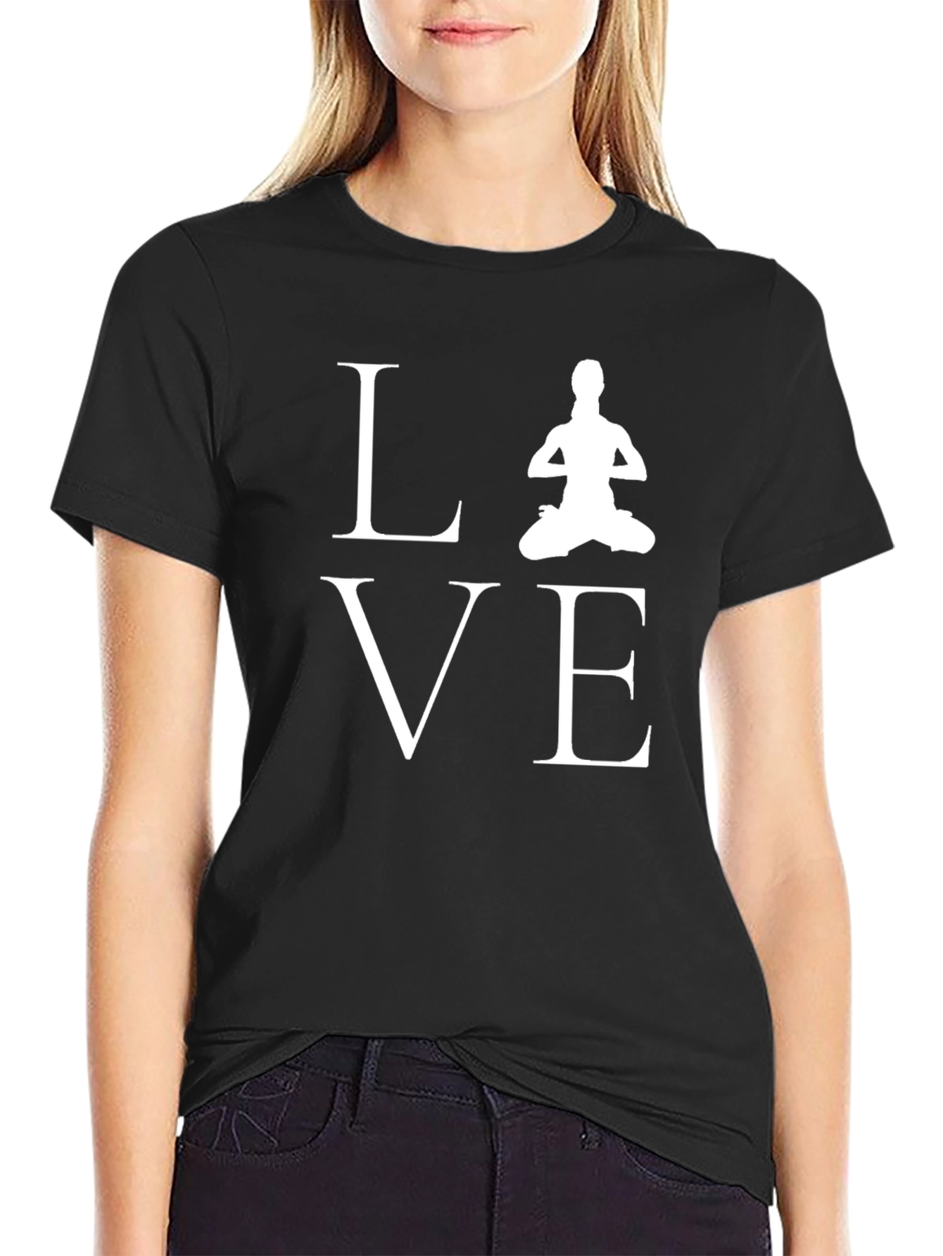 Yoga Love Graphic Tee - Black Cotton Blend