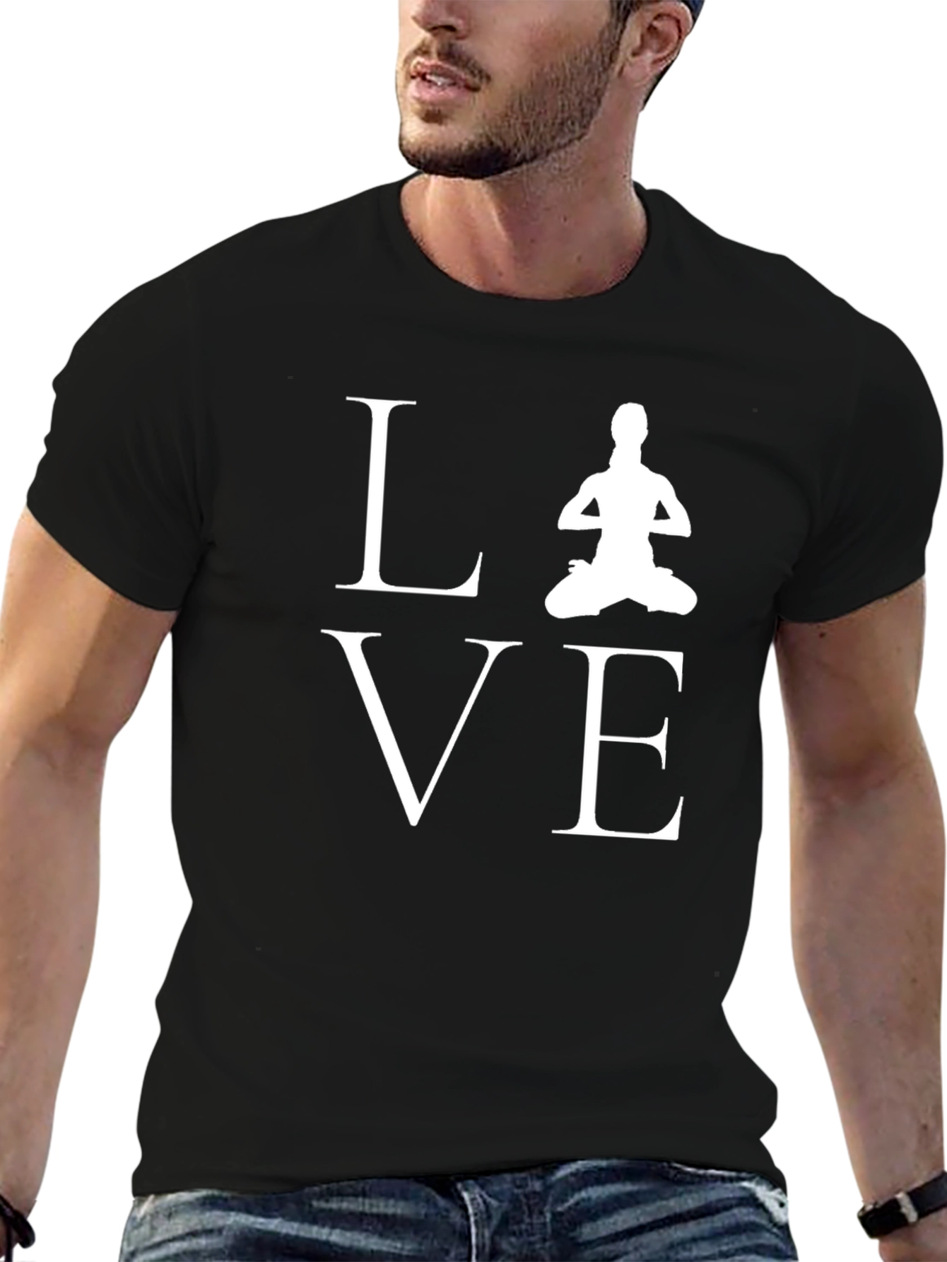 Yoga Love Graphic Tee - Black Cotton Blend
