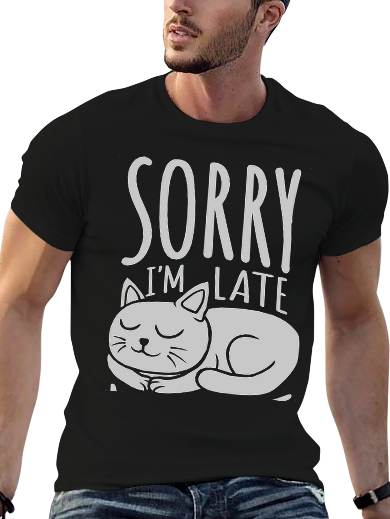 Sorry Im Late Cat Graphic T-Shirt