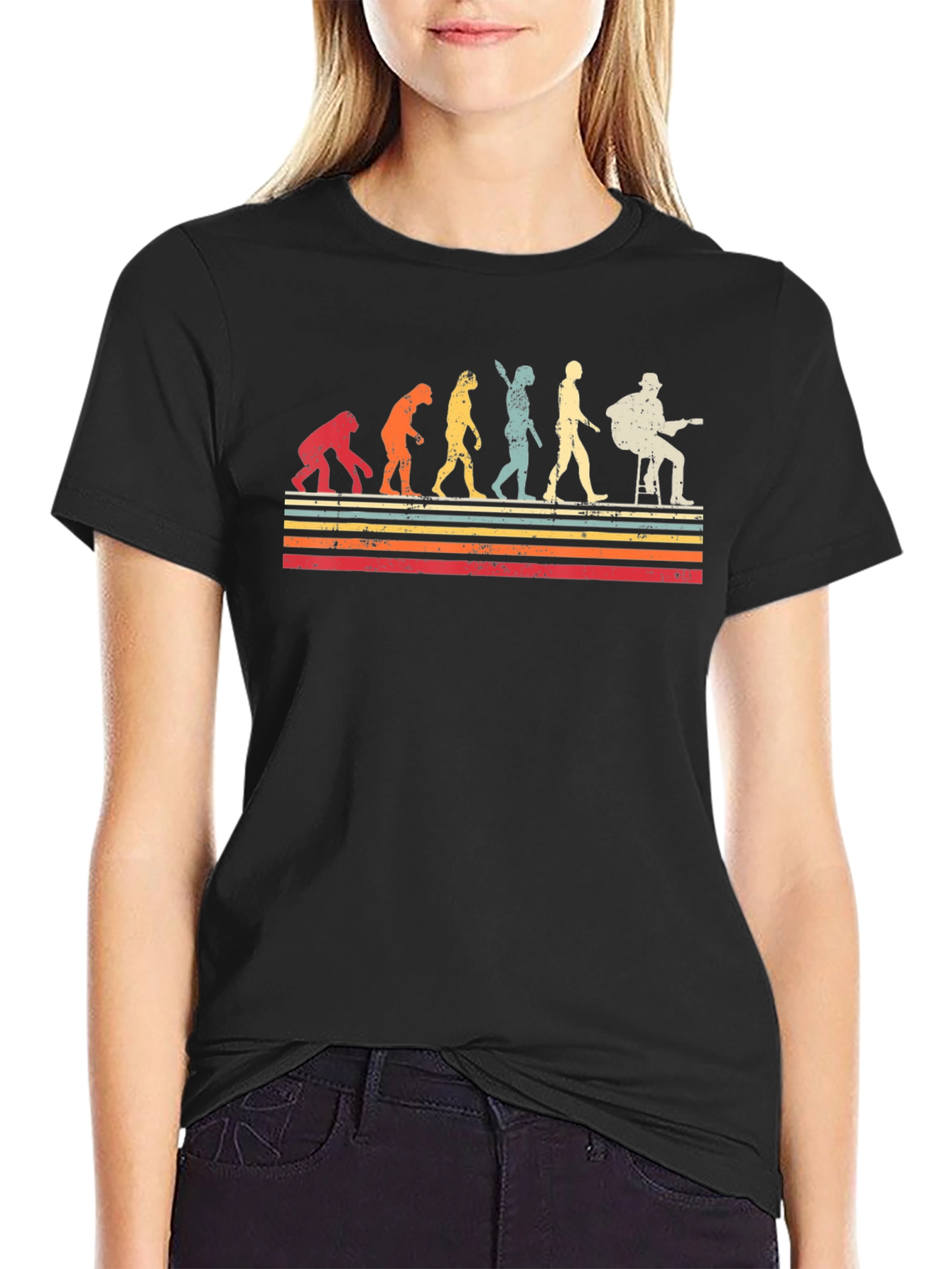Evolution of Guitarist Graphic Tee - Retro Style