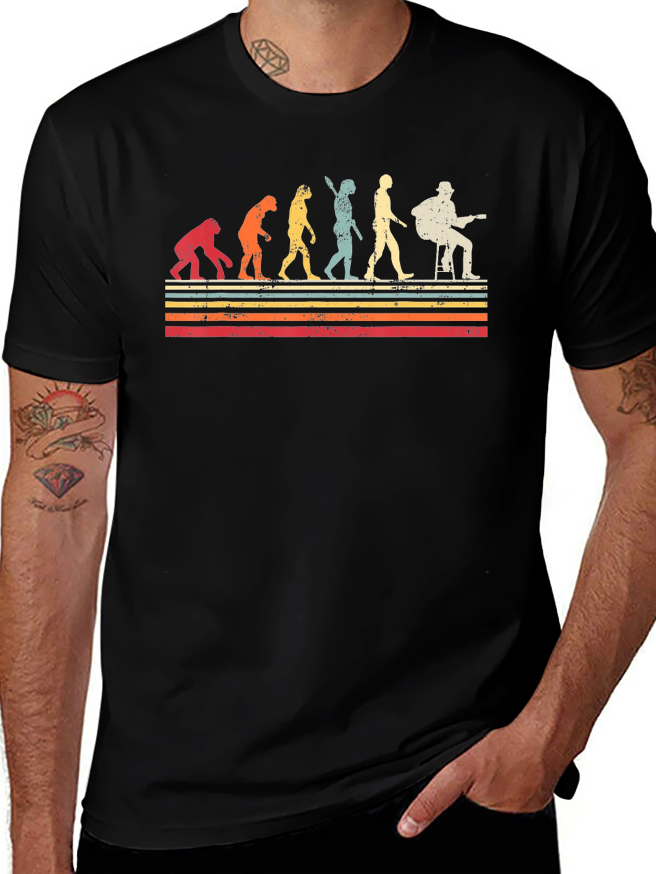 Evolution of Guitarist Graphic Tee - Retro Style