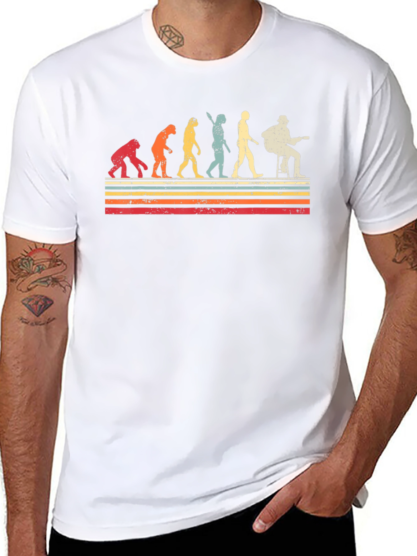Evolution of Guitarist Graphic Tee - Retro Style