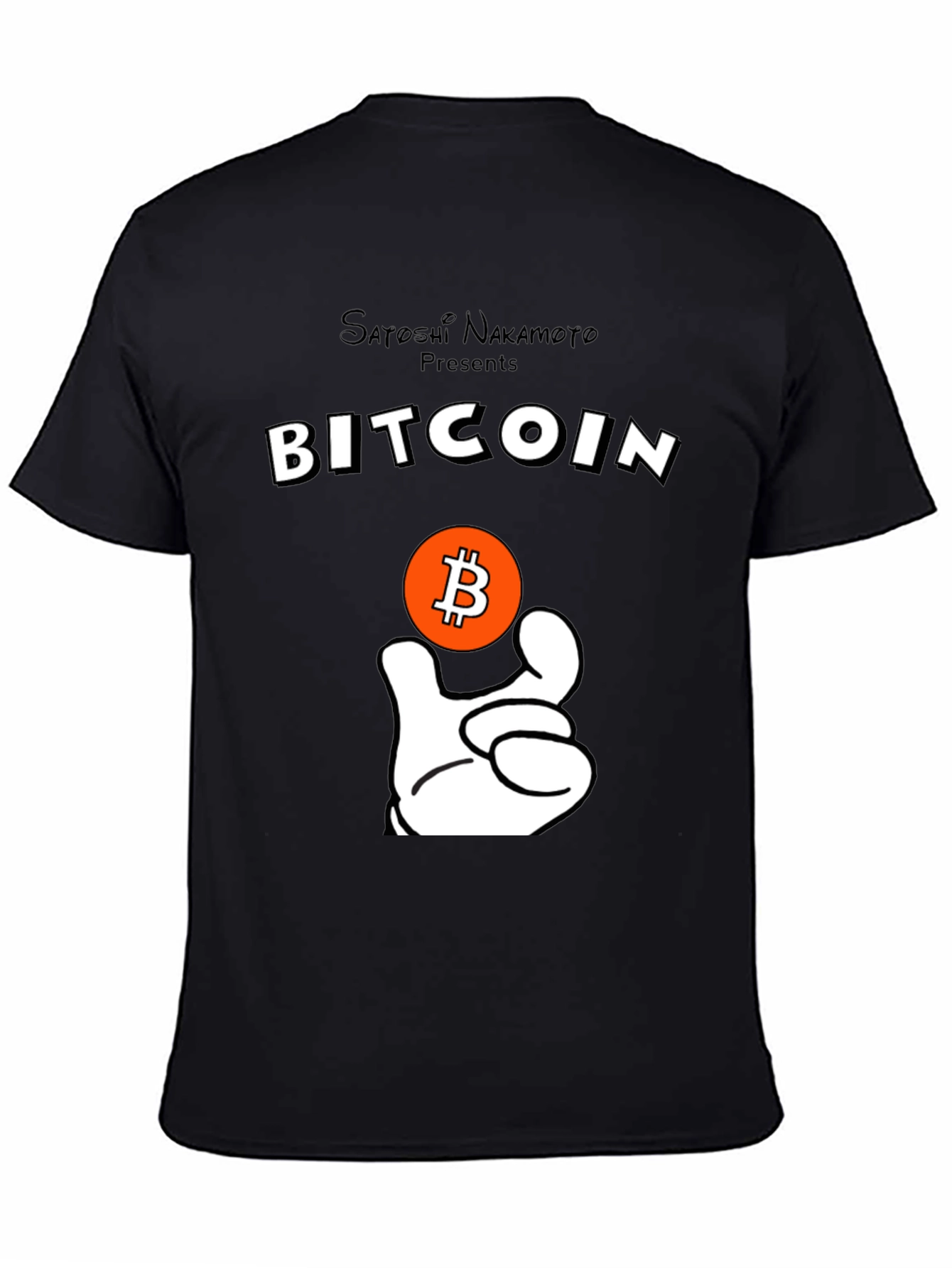 Bitcoin Satoshi T-Shirt Crypto Currency Cartoon Hand