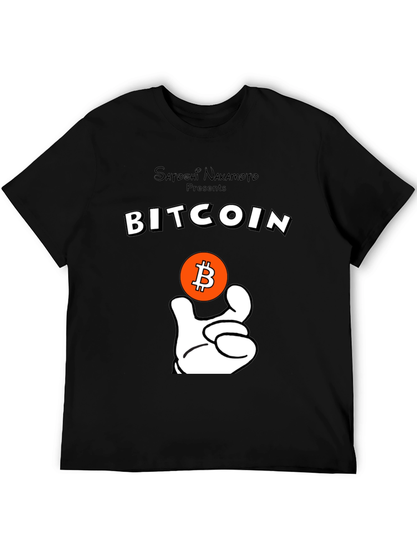 Bitcoin Satoshi T-Shirt Crypto Currency Cartoon Hand
